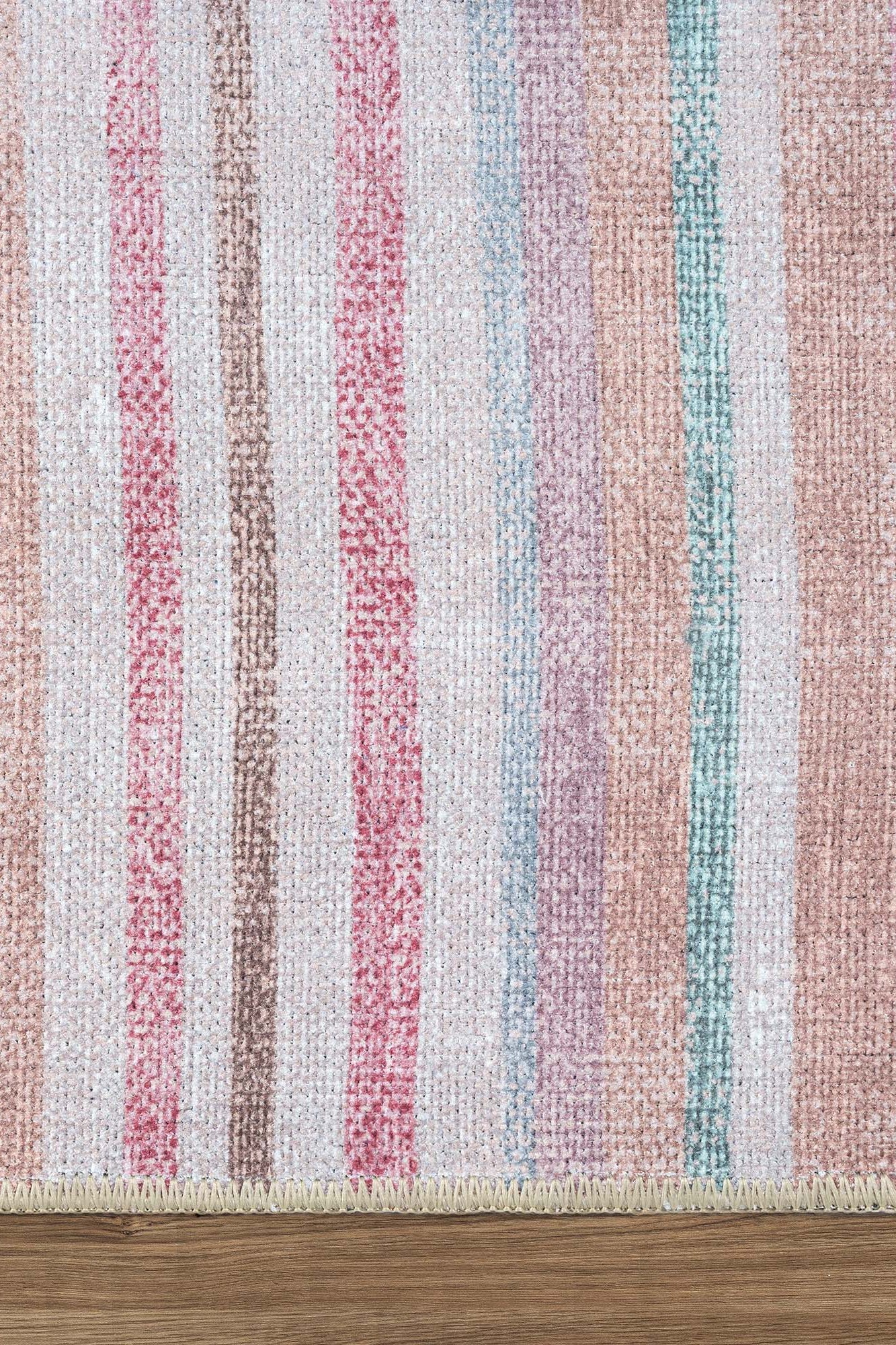 Kalia Faded Modern Turkish Striped Colorful Rug