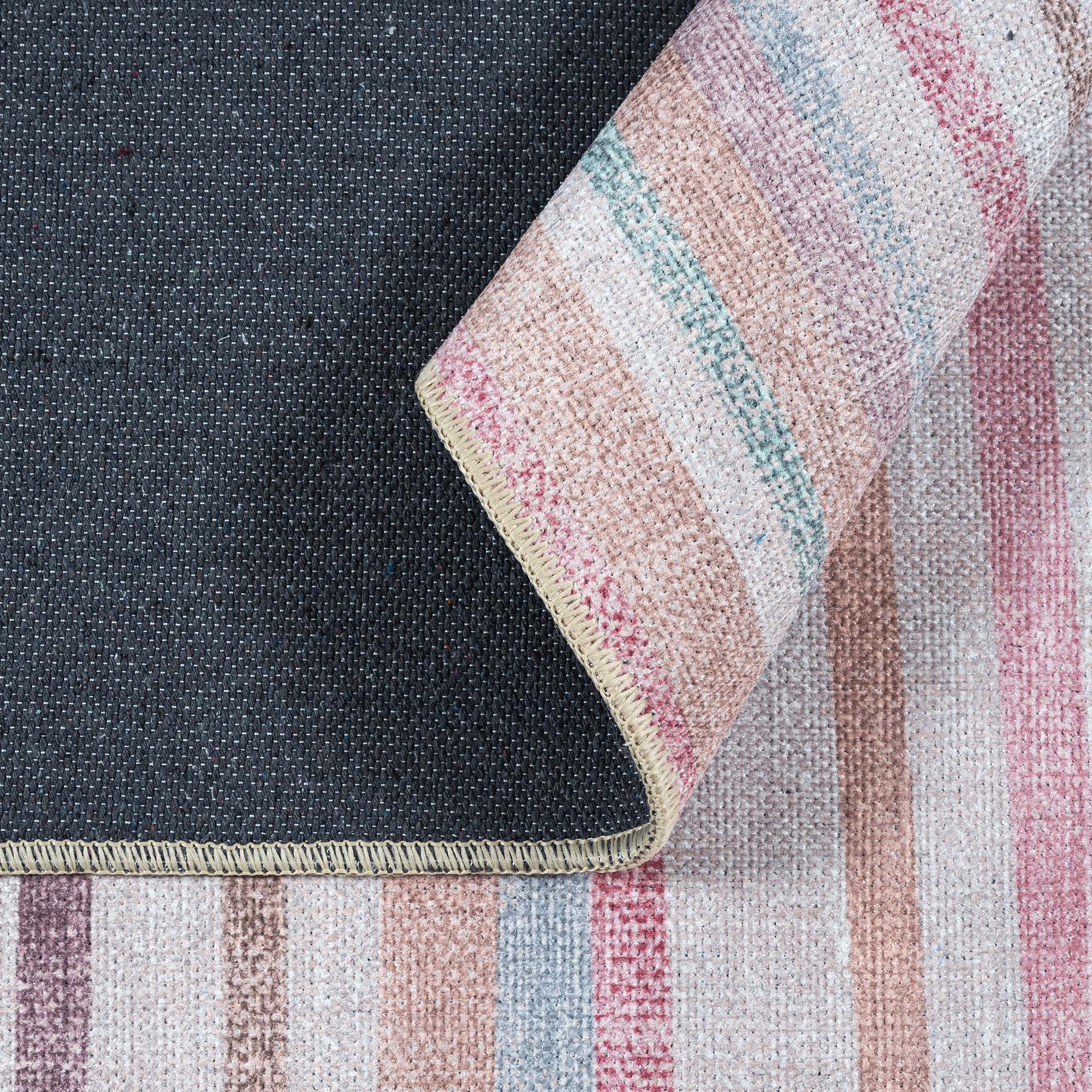 Kalia Faded Modern Turkish Striped Colorful Rug