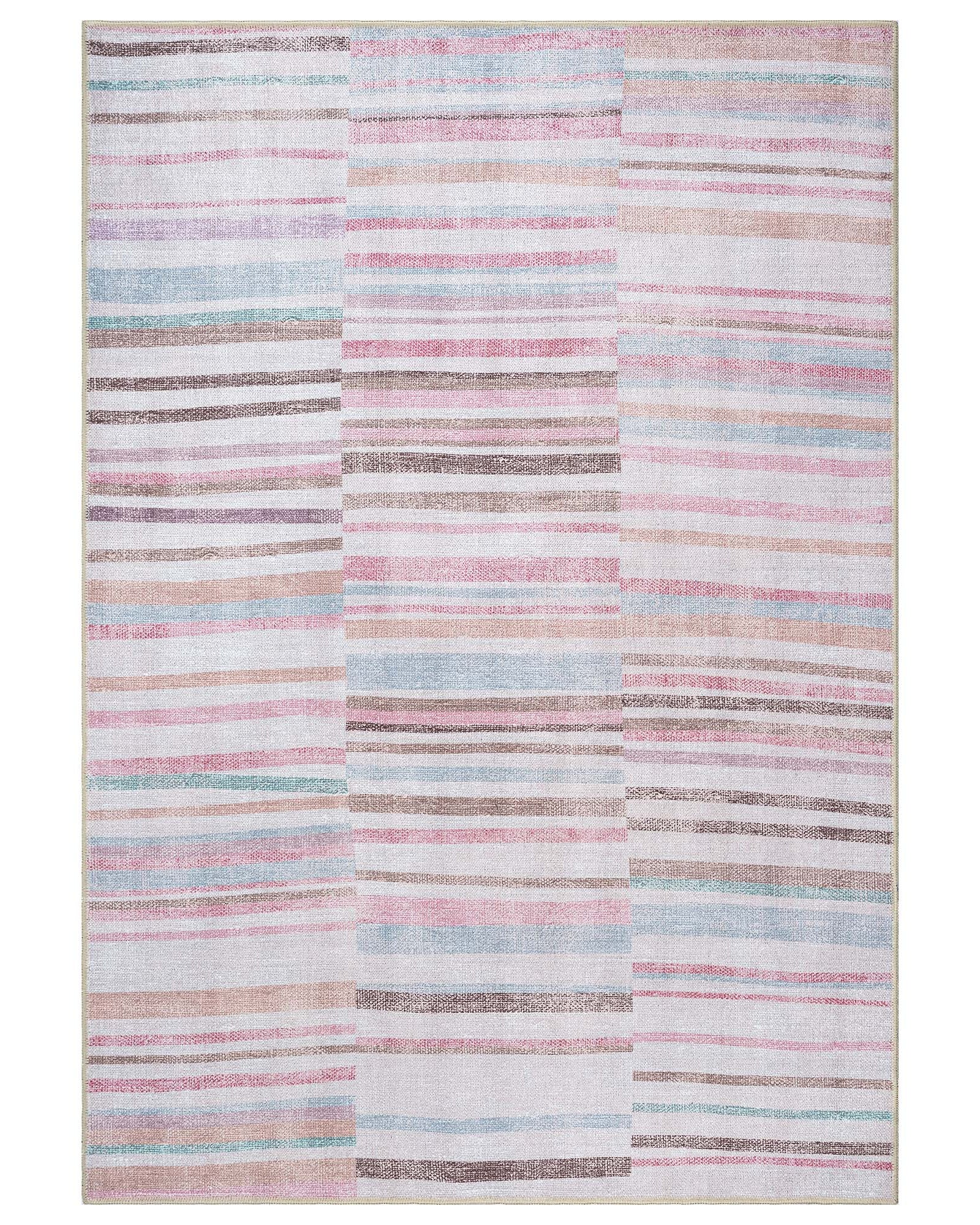 Kalia Faded Modern Turkish Striped Colorful Rug