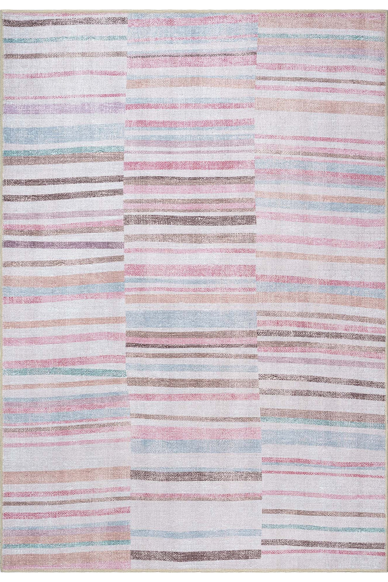 Kalia Faded Modern Turkish Striped Colorful Rug