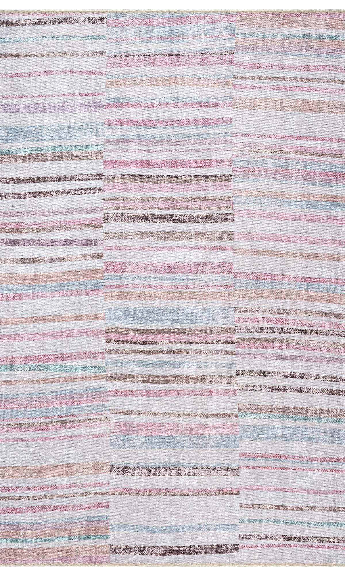 Kalia Faded Modern Turkish Striped Colorful Rug