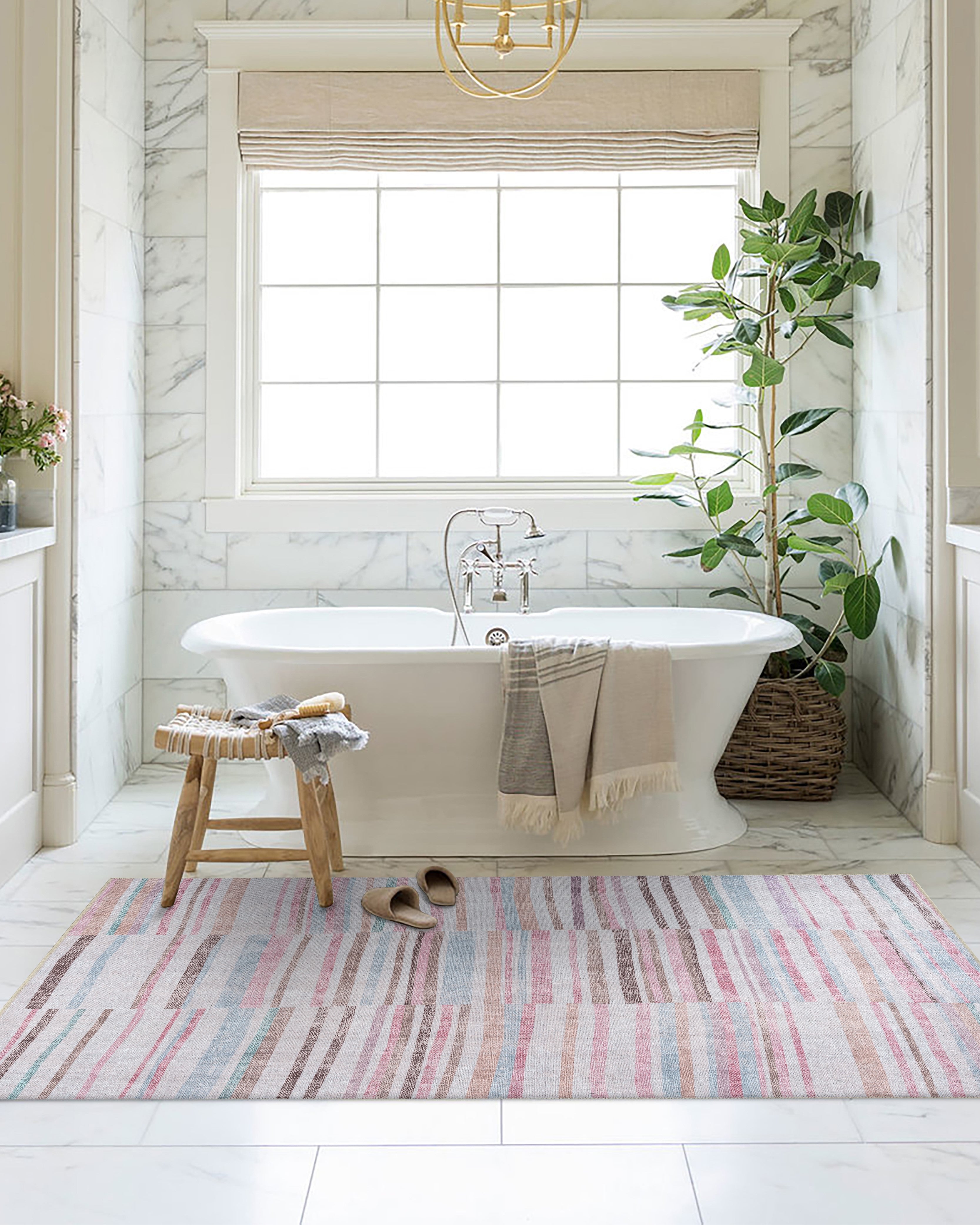 Kalia Faded Modern Turkish Striped Colorful Rug