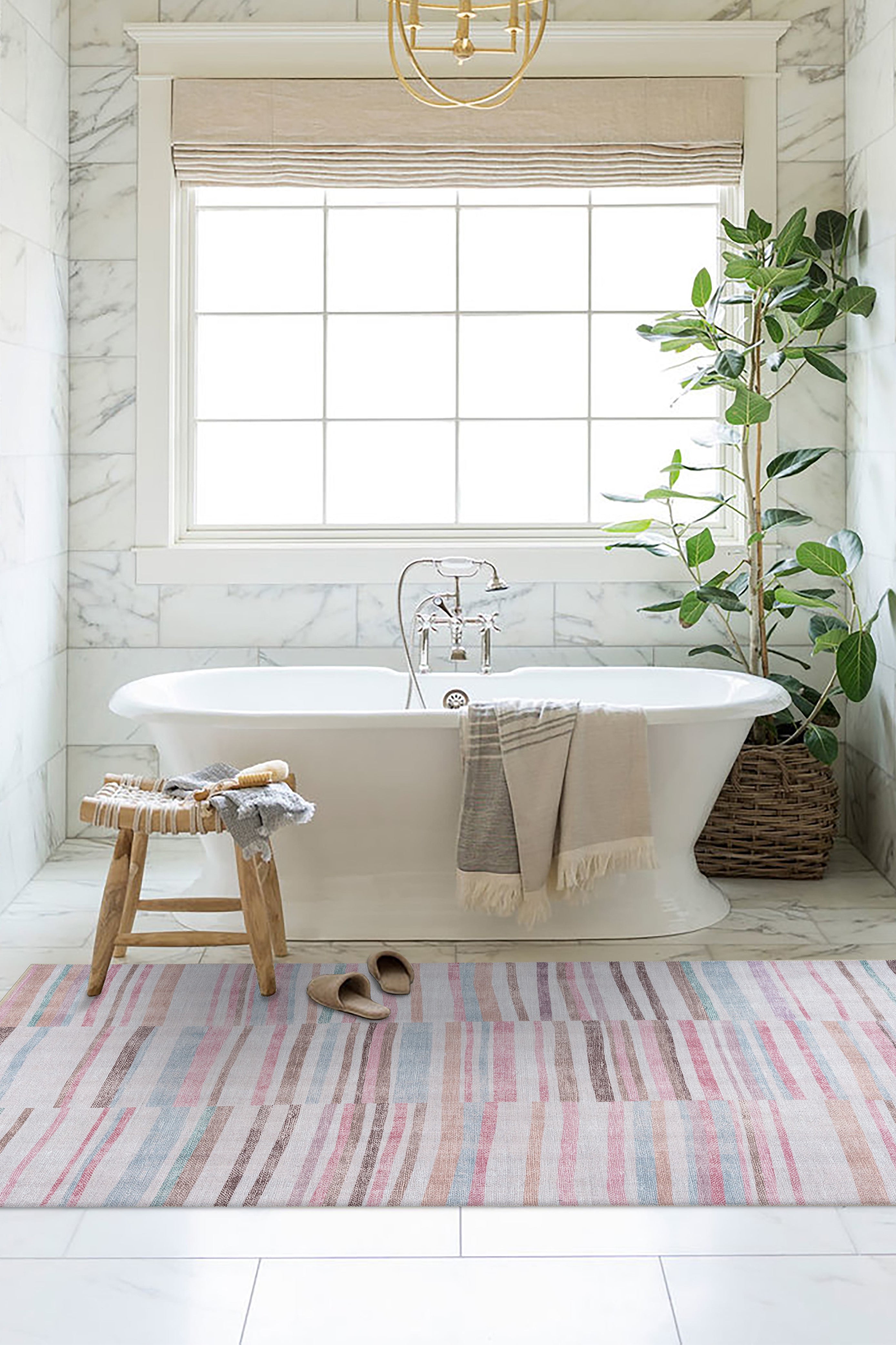 Kalia Faded Modern Turkish Striped Colorful Rug