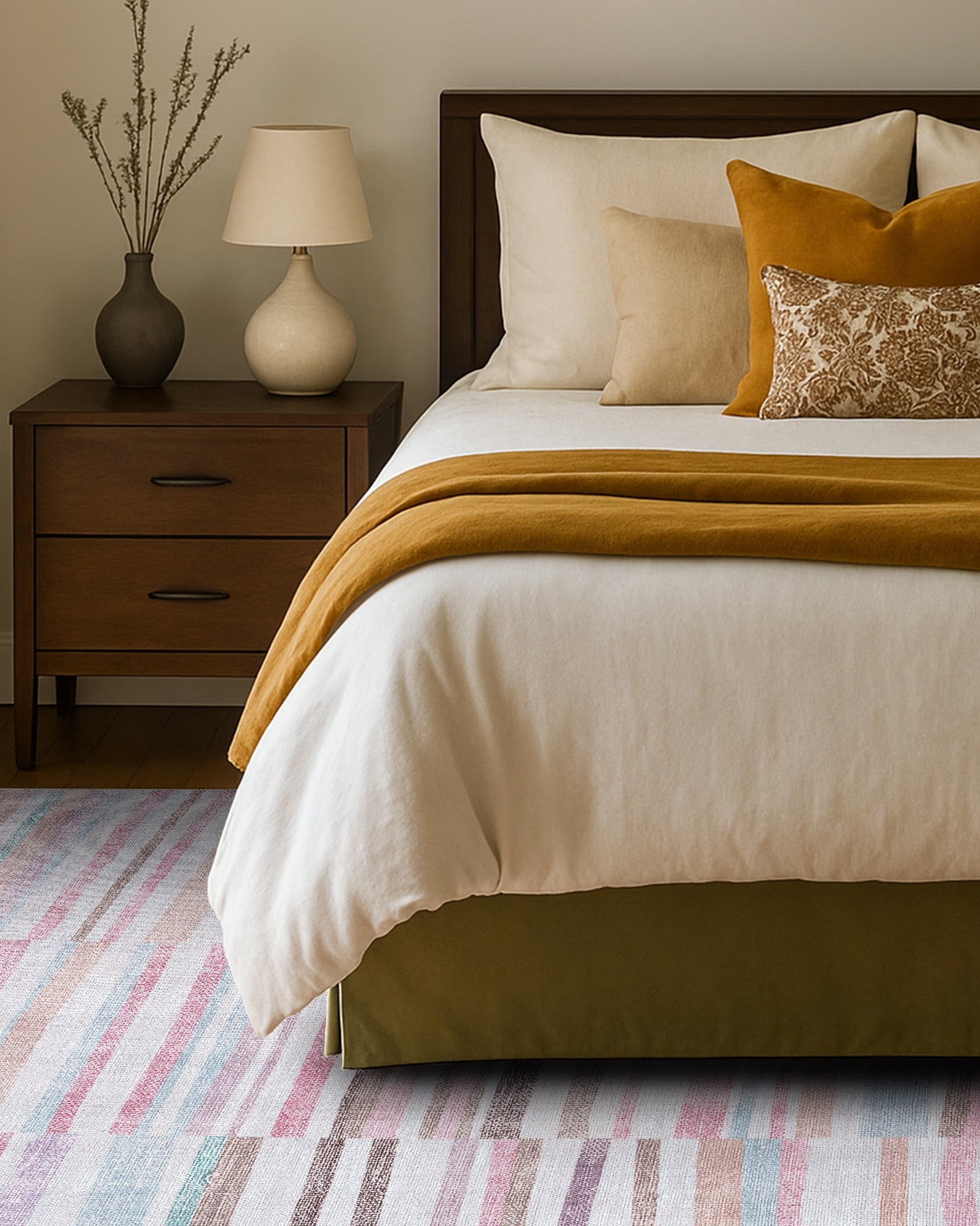 Kalia Faded Modern Turkish Striped Colorful Rug