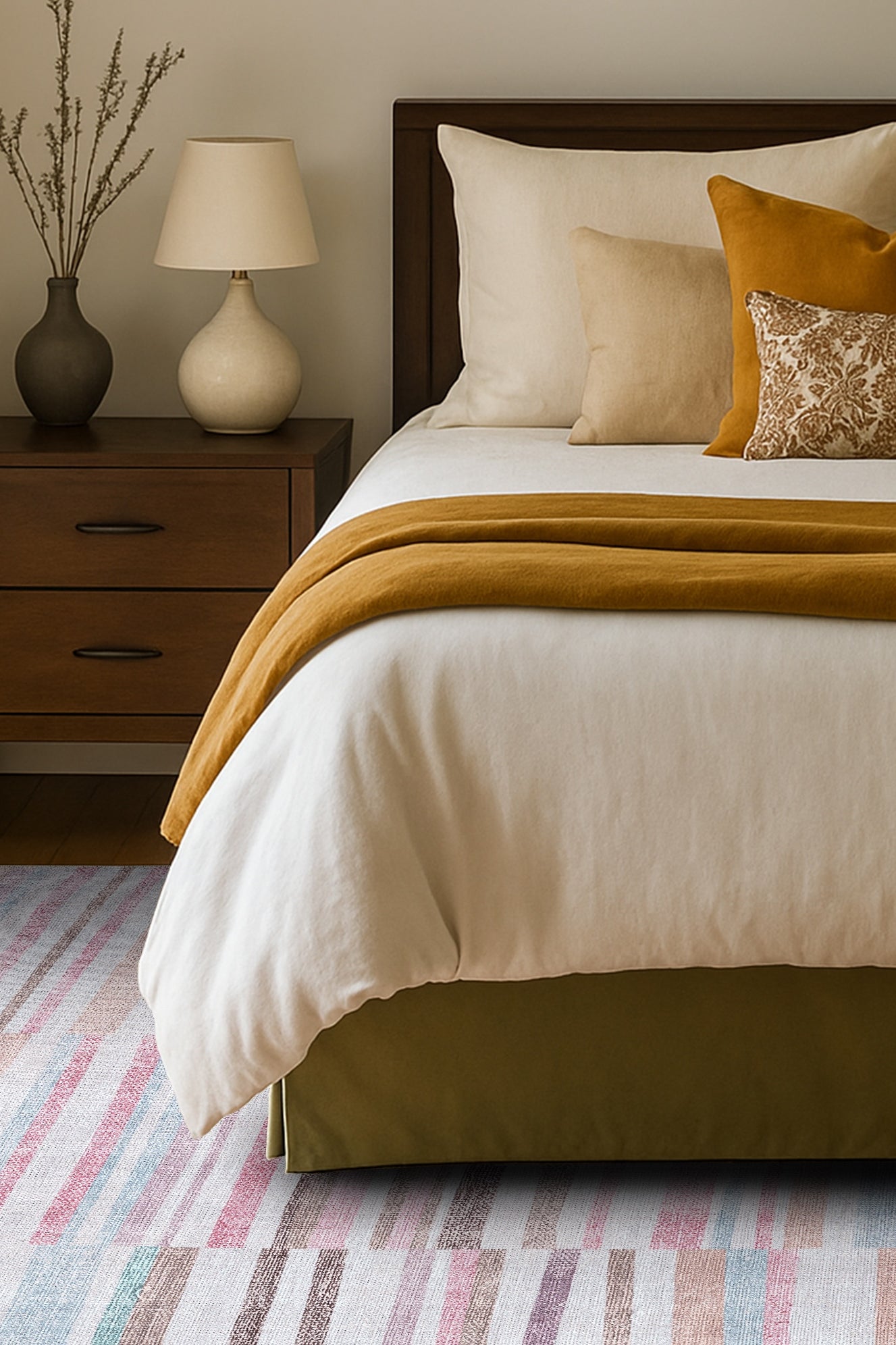 Kalia Faded Modern Turkish Striped Colorful Rug