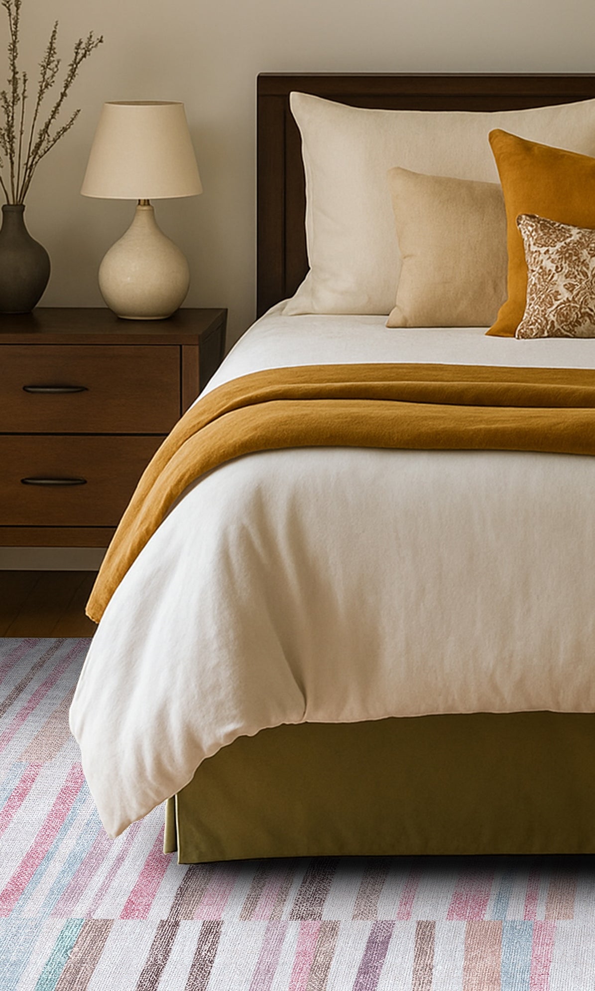 Kalia Faded Modern Turkish Striped Colorful Rug