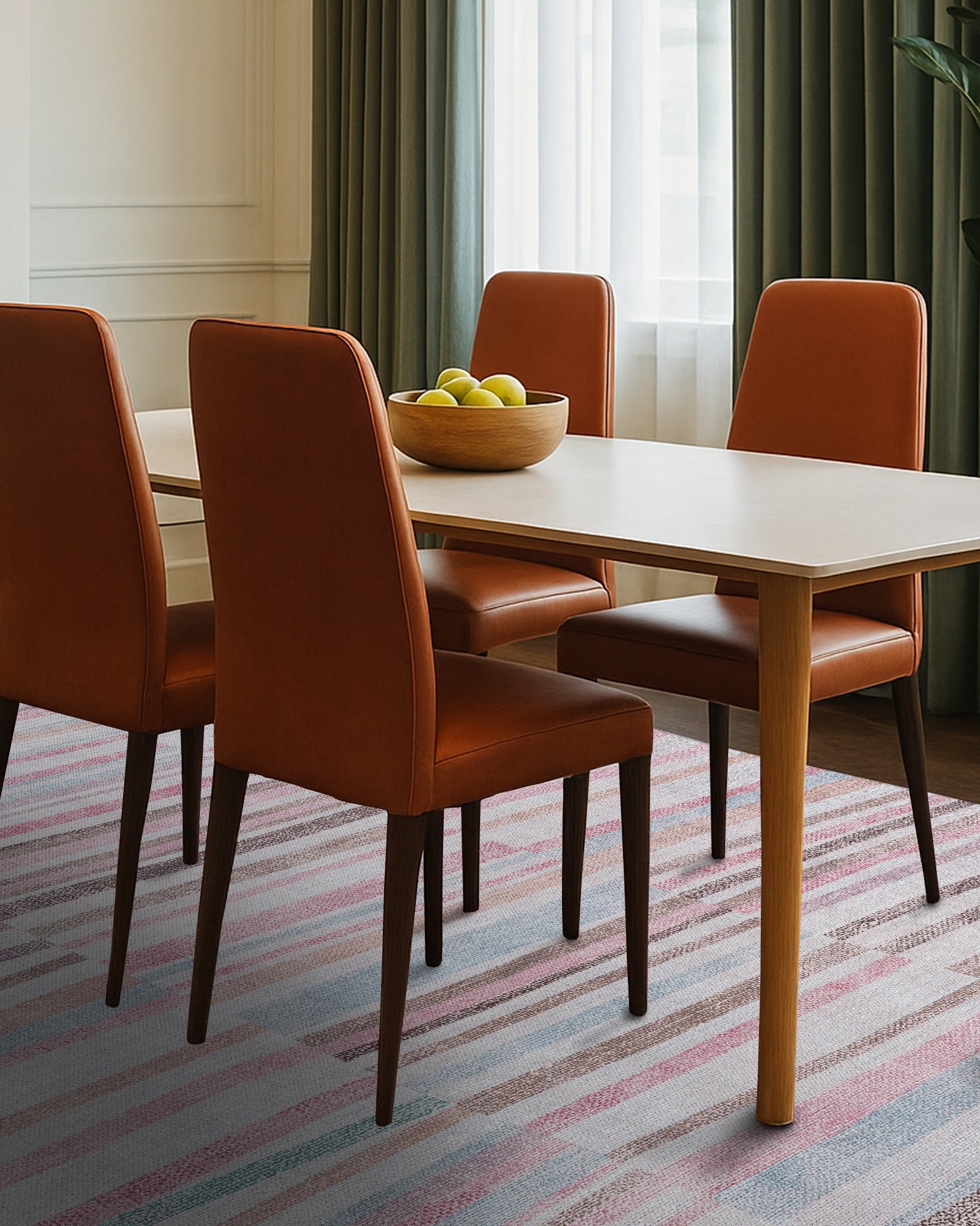 Kalia Faded Modern Turkish Striped Colorful Rug