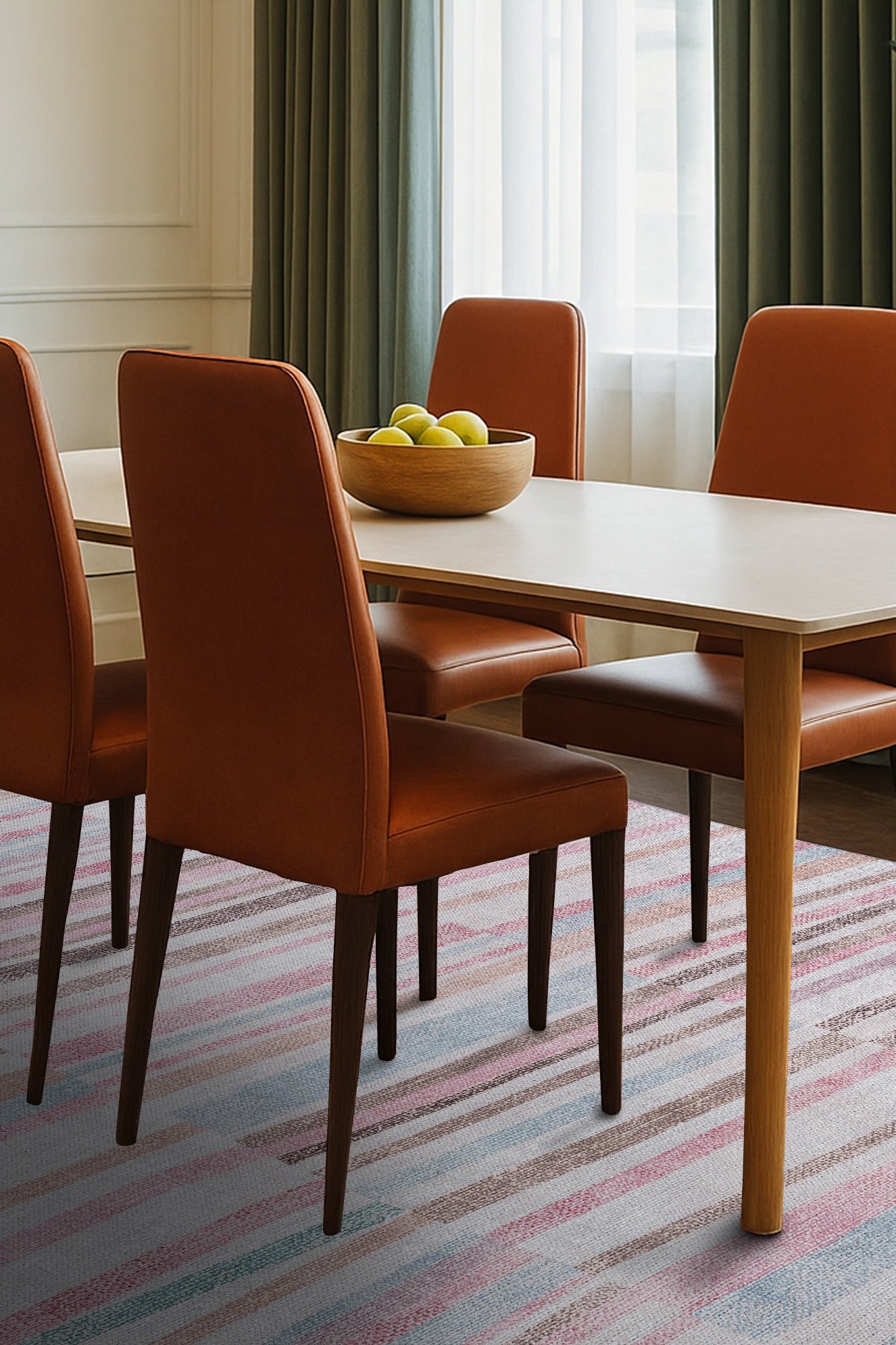 Kalia Faded Modern Turkish Striped Colorful Rug