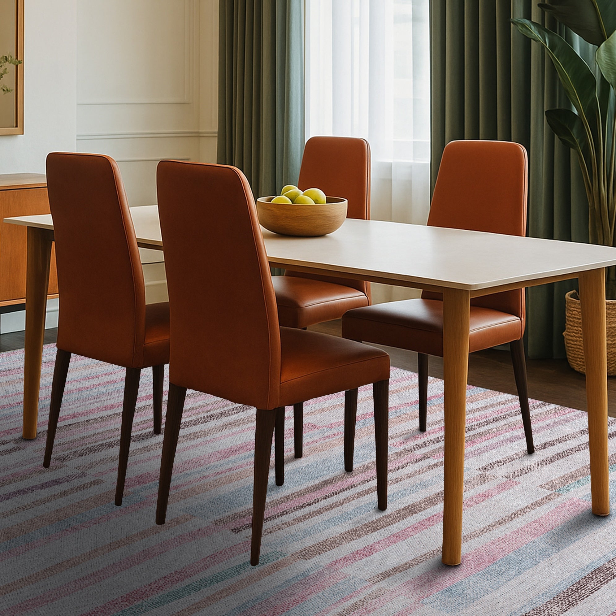 Kalia Faded Modern Turkish Striped Colorful Rug