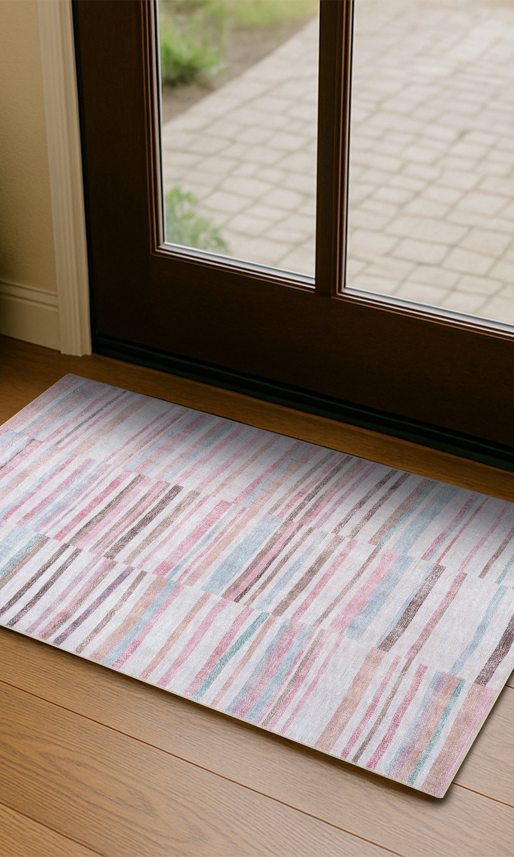 Kalia Faded Modern Turkish Striped Colorful Rug