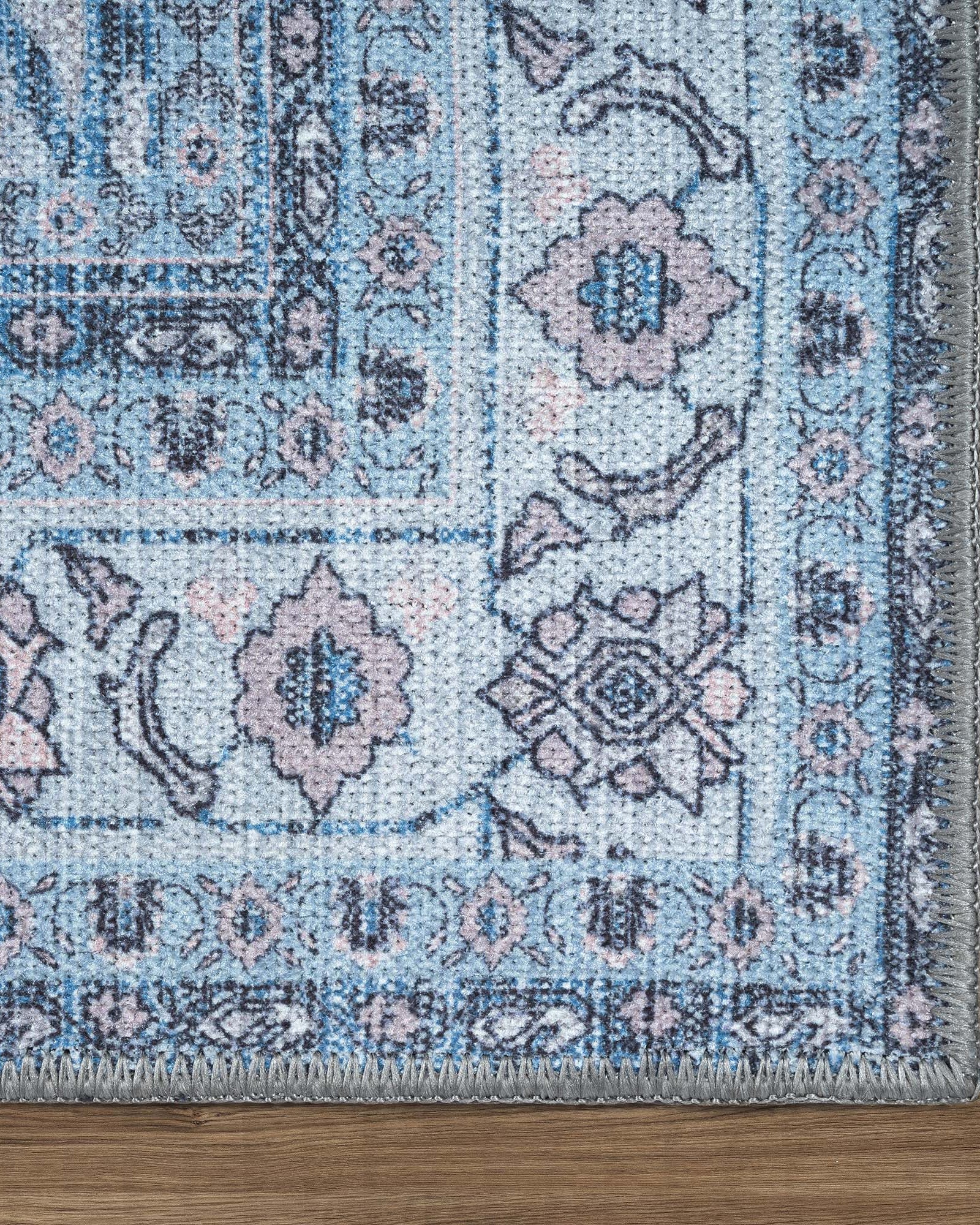 Jayla Modern Turkish Floral Cream Blue Rug