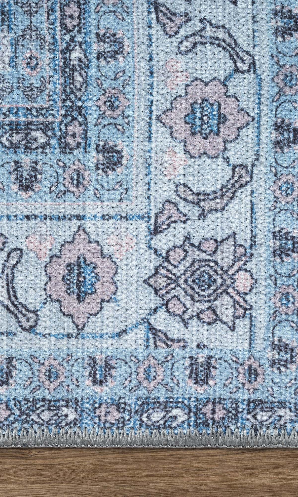 Jayla Modern Turkish Floral Cream Blue Rug