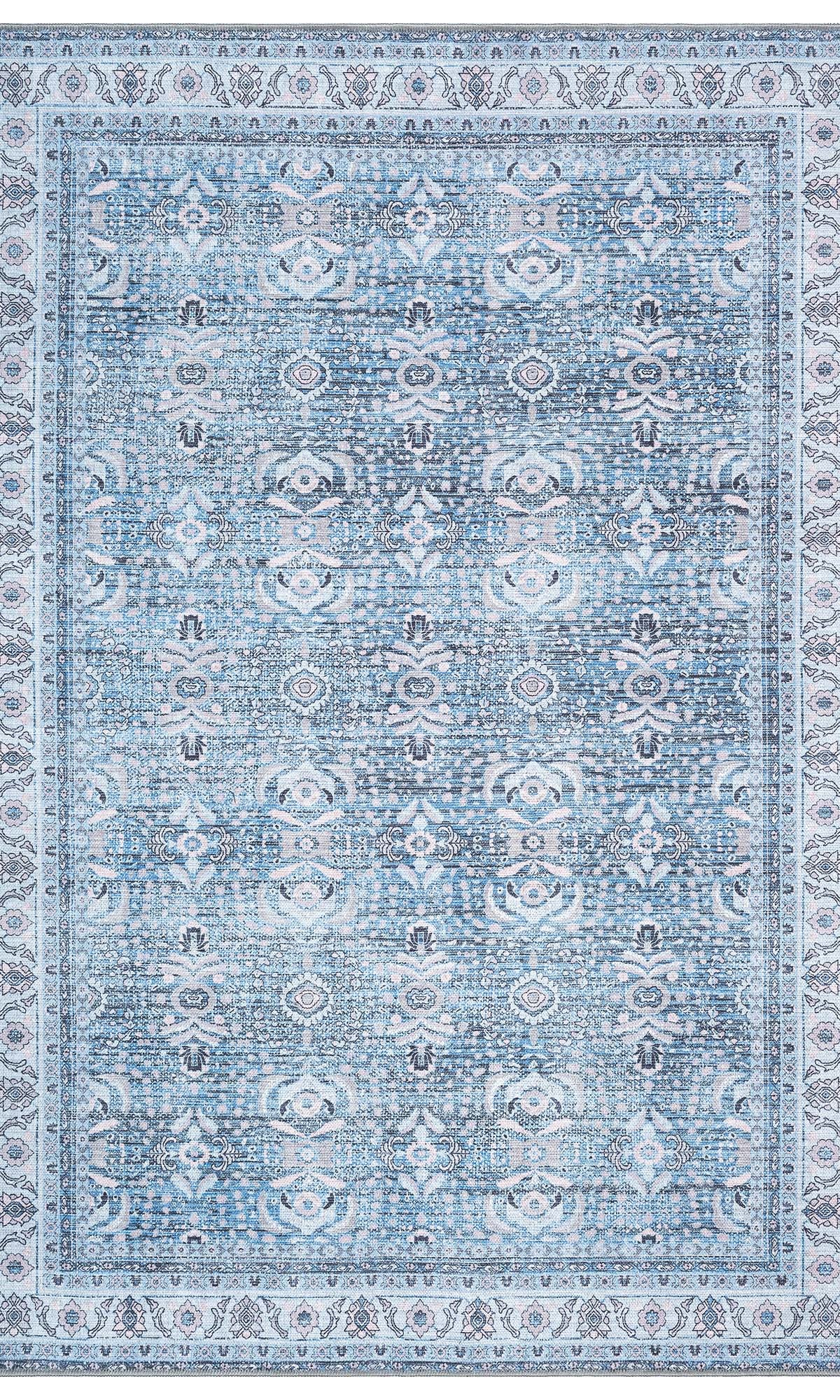 Jayla Modern Turkish Floral Cream Blue Rug