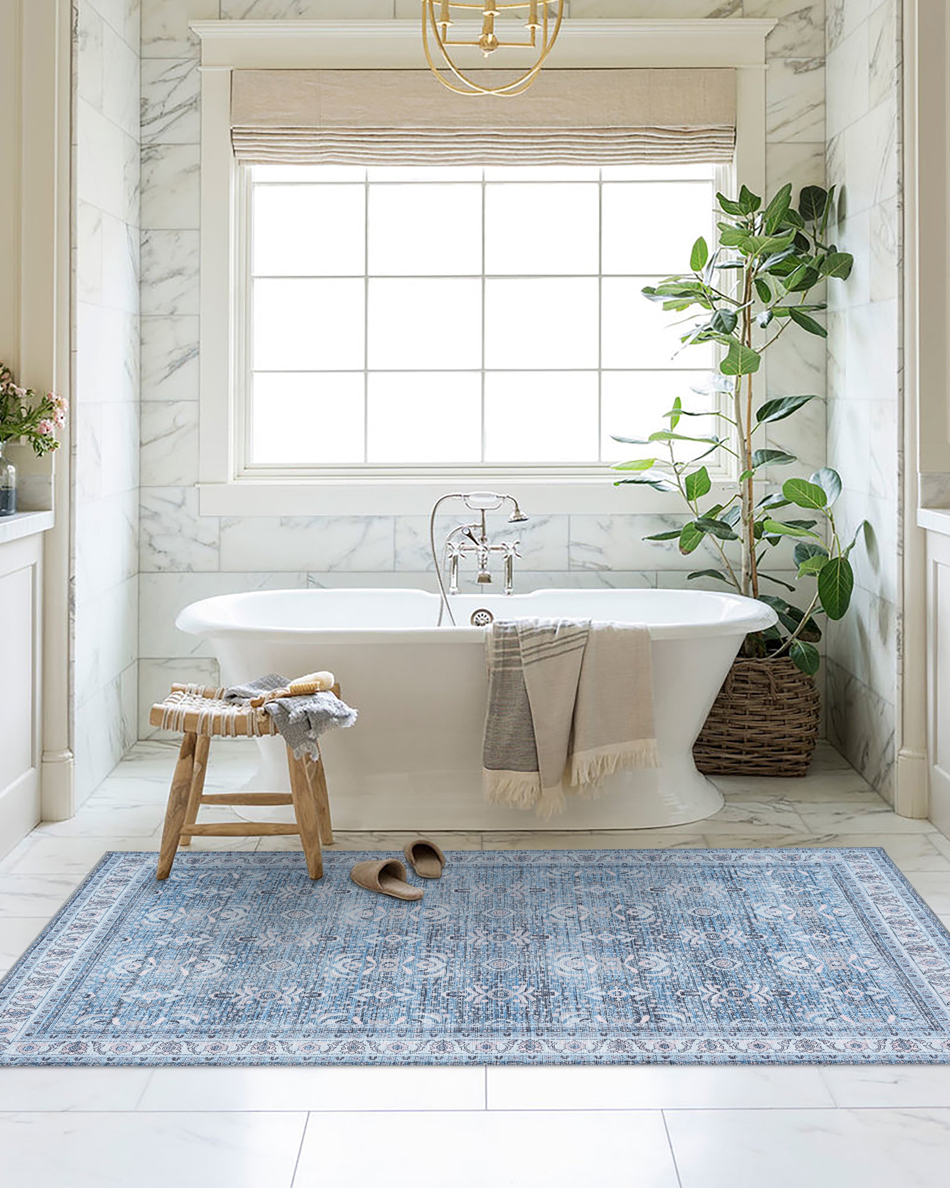 Jayla Modern Turkish Floral Cream Blue Rug