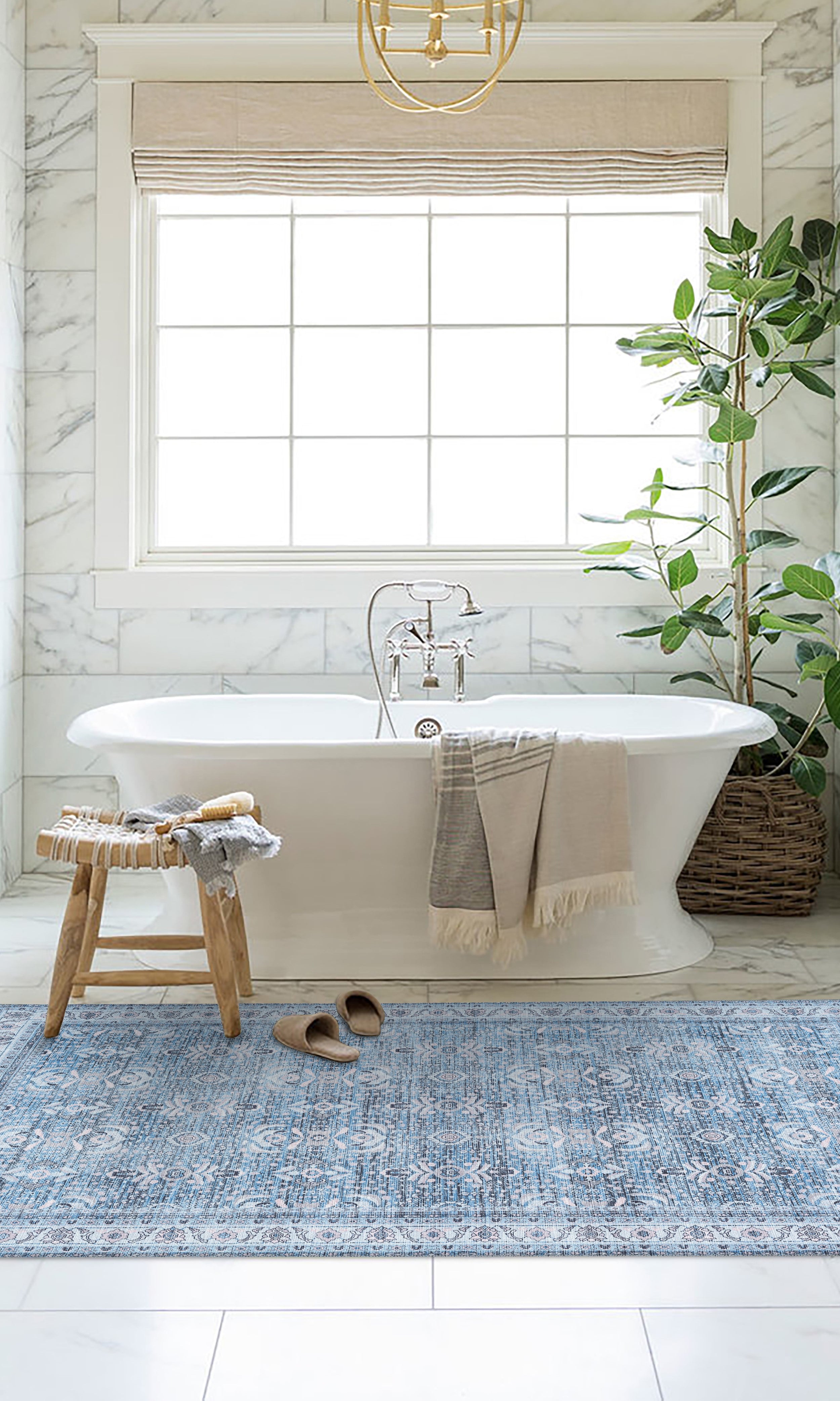 Jayla Modern Turkish Floral Cream Blue Rug