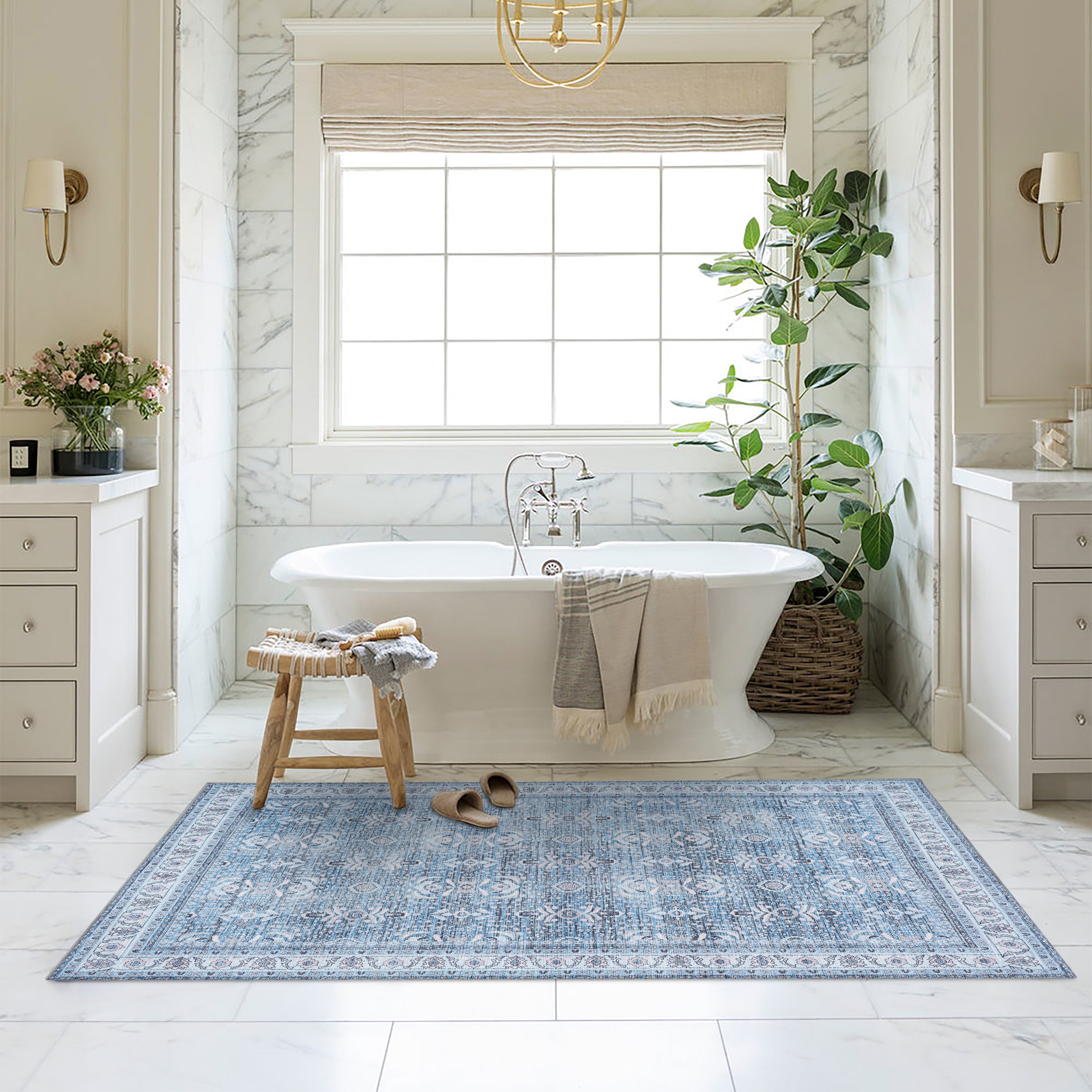 Jayla Modern Turkish Floral Cream Blue Rug