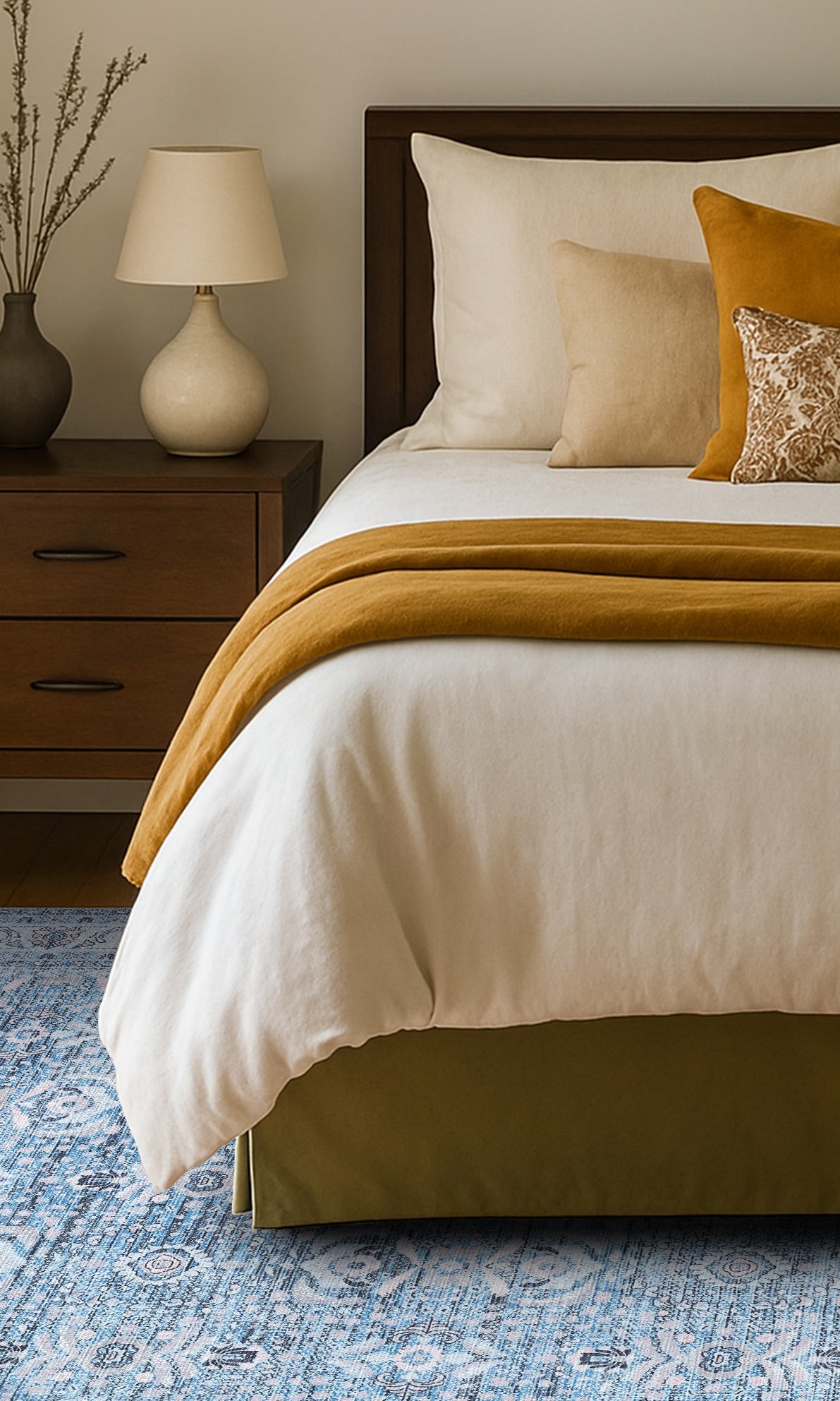 Jayla Modern Turkish Floral Cream Blue Rug