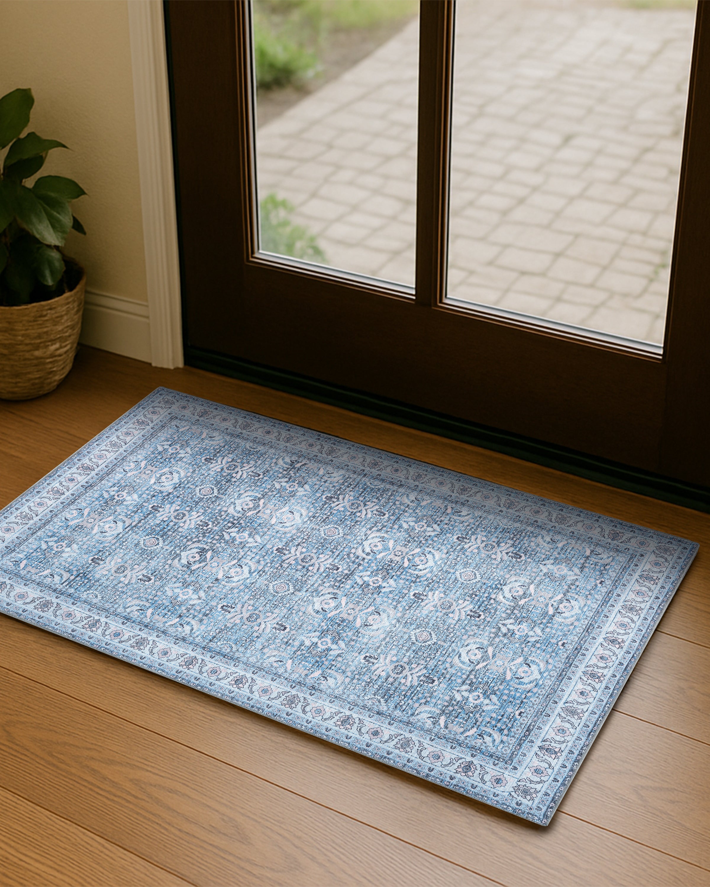 Jayla Modern Turkish Floral Cream Blue Rug