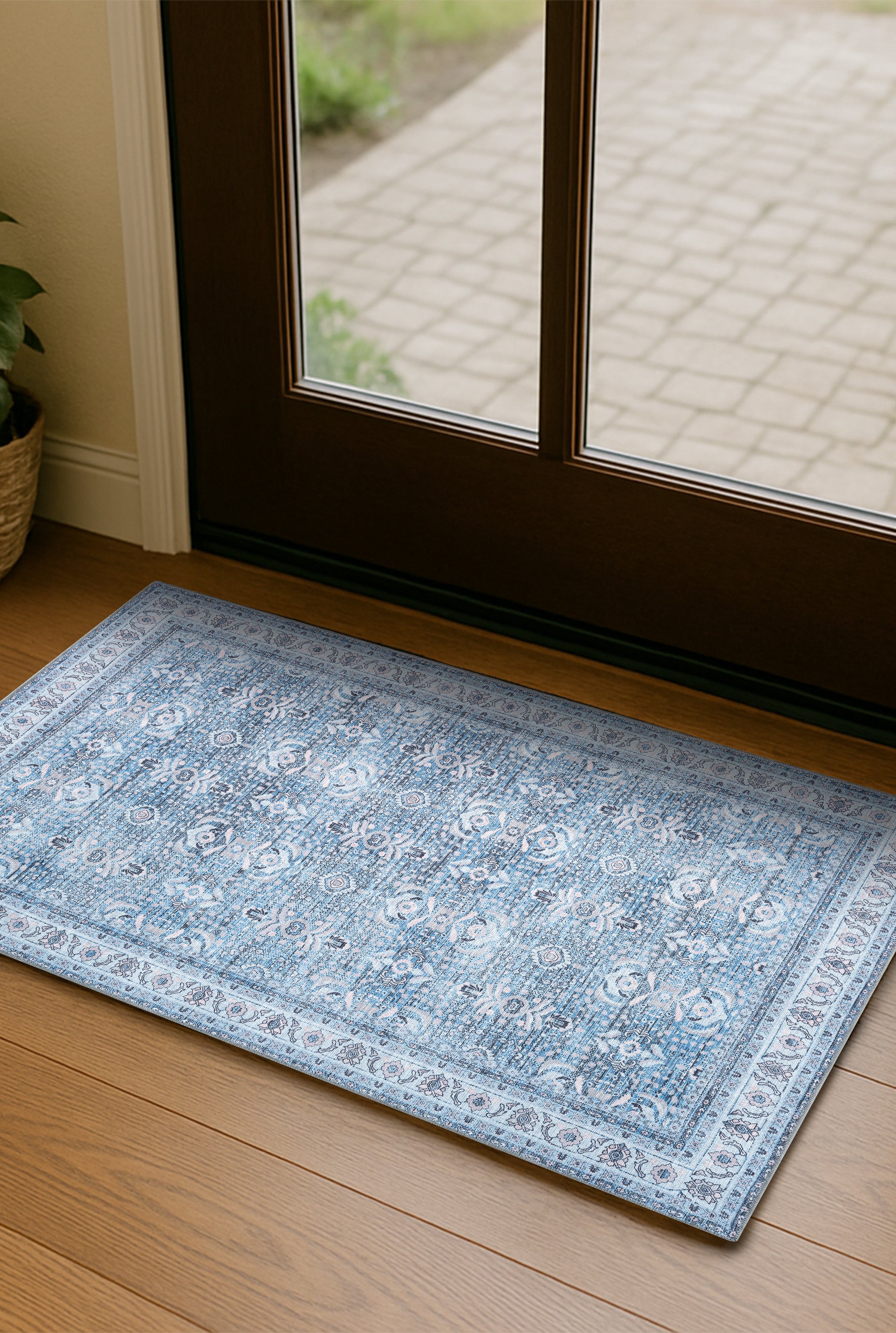 Jayla Modern Turkish Floral Cream Blue Rug