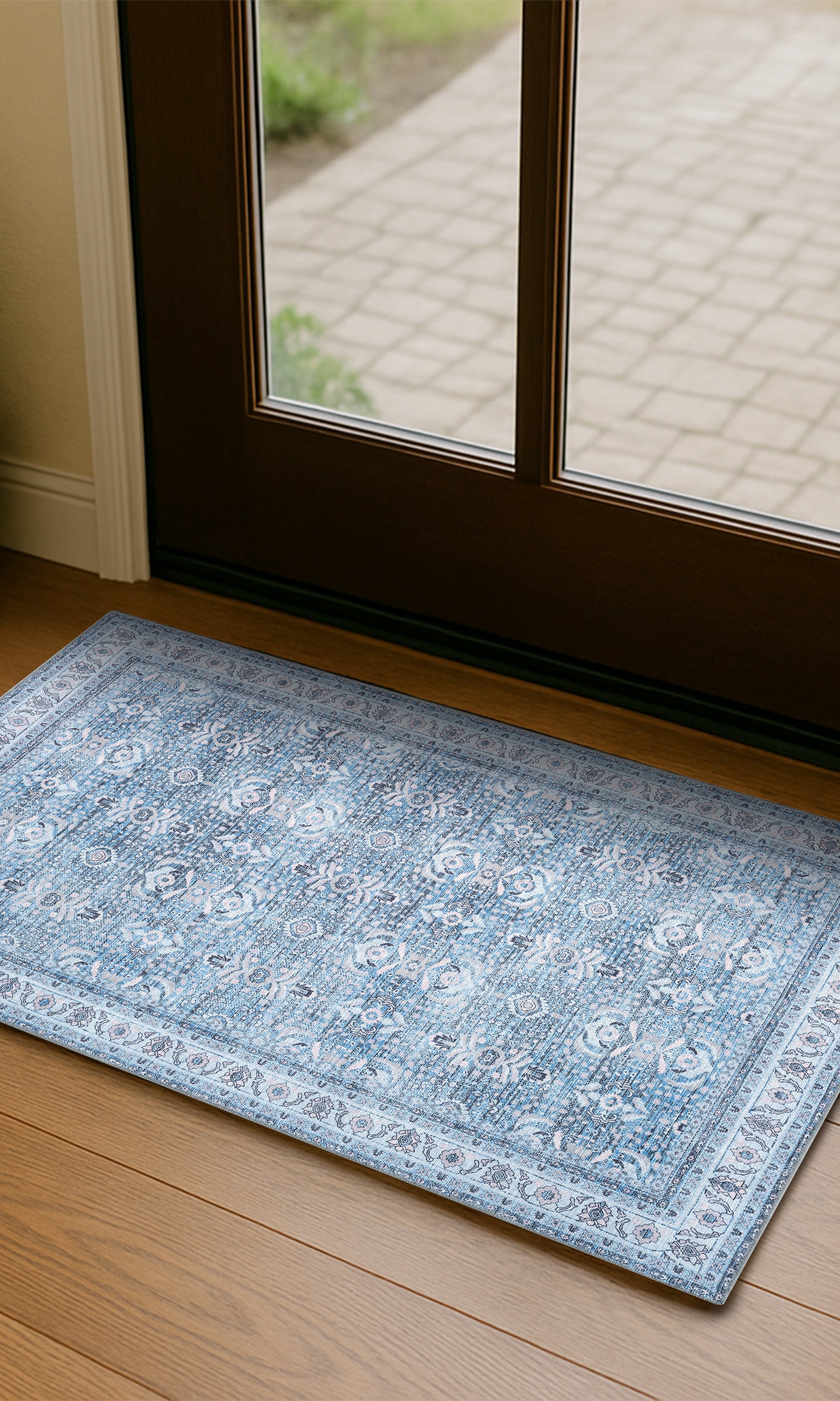 Jayla Modern Turkish Floral Cream Blue Rug