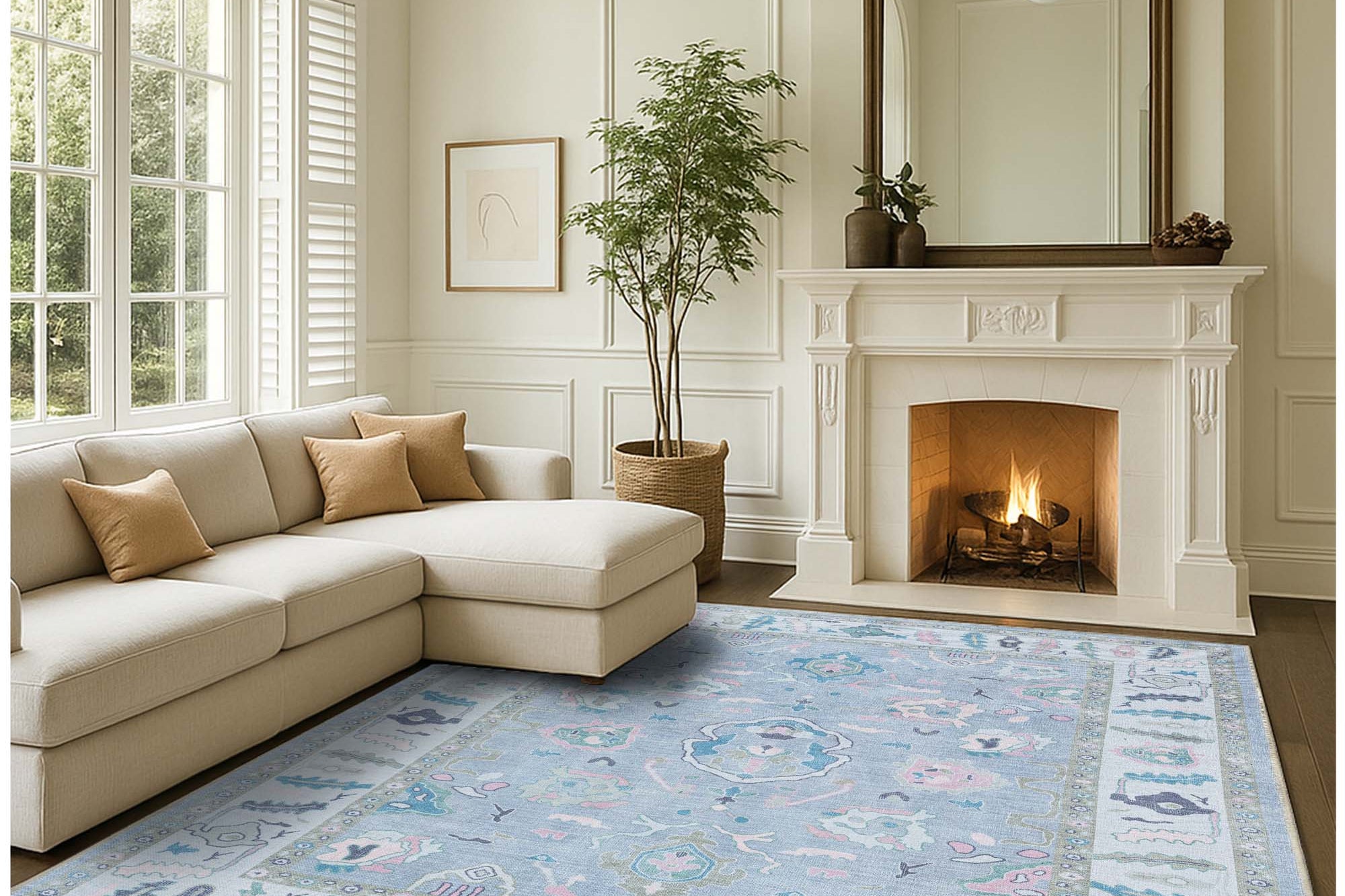 Aviana Pastel Lavender Modern Oushak Rug