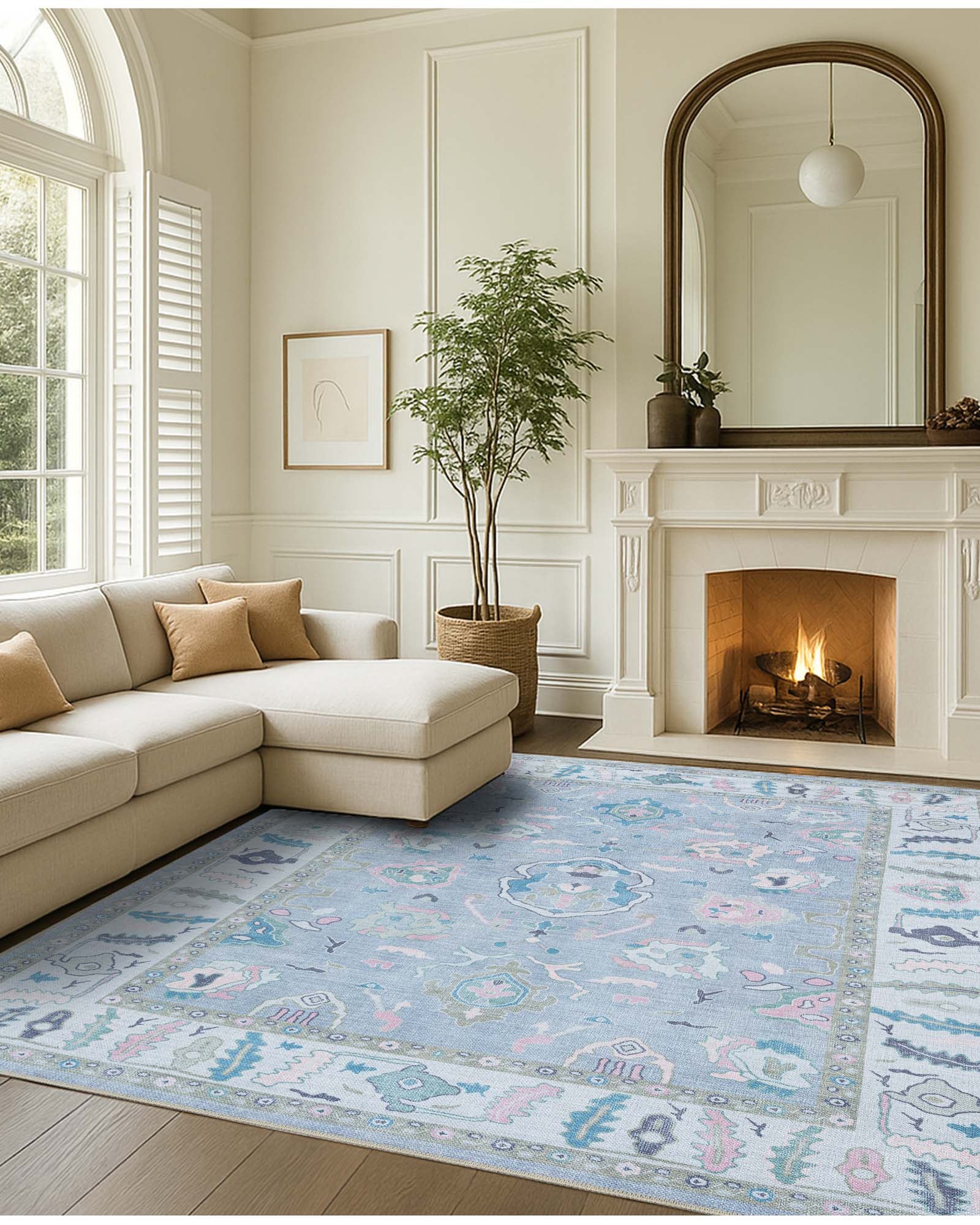 Aviana Pastel Lavender Modern Oushak Rug