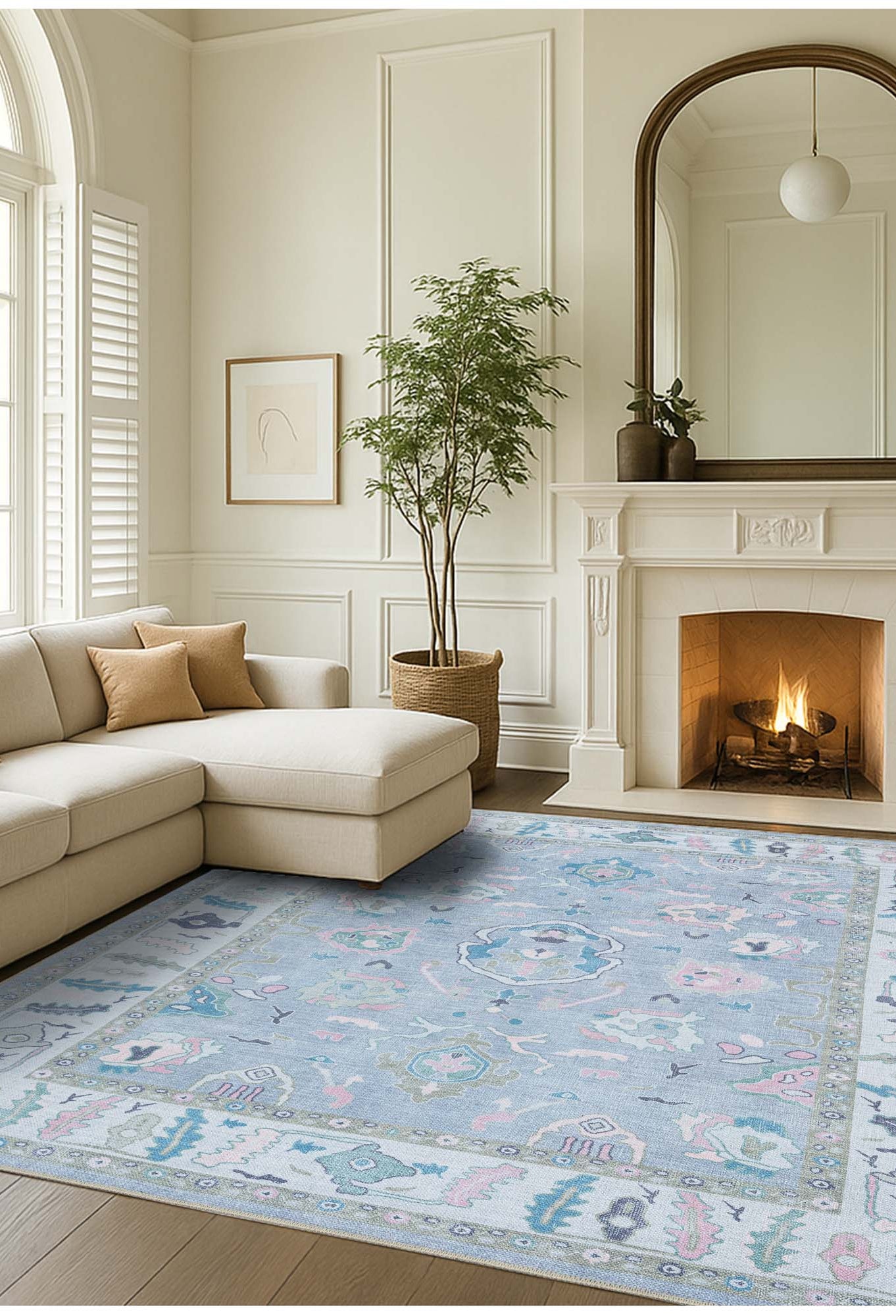 Aviana Pastel Lavender Modern Oushak Rug