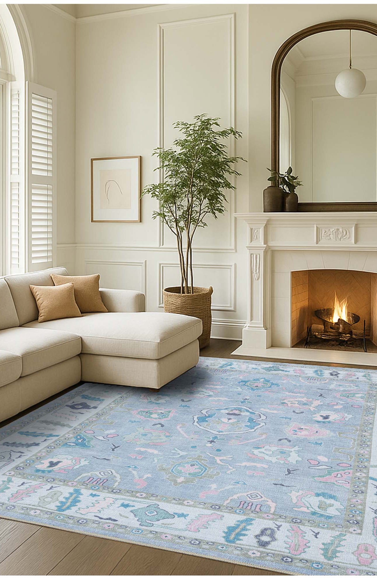 Aviana Pastel Lavender Modern Oushak Rug