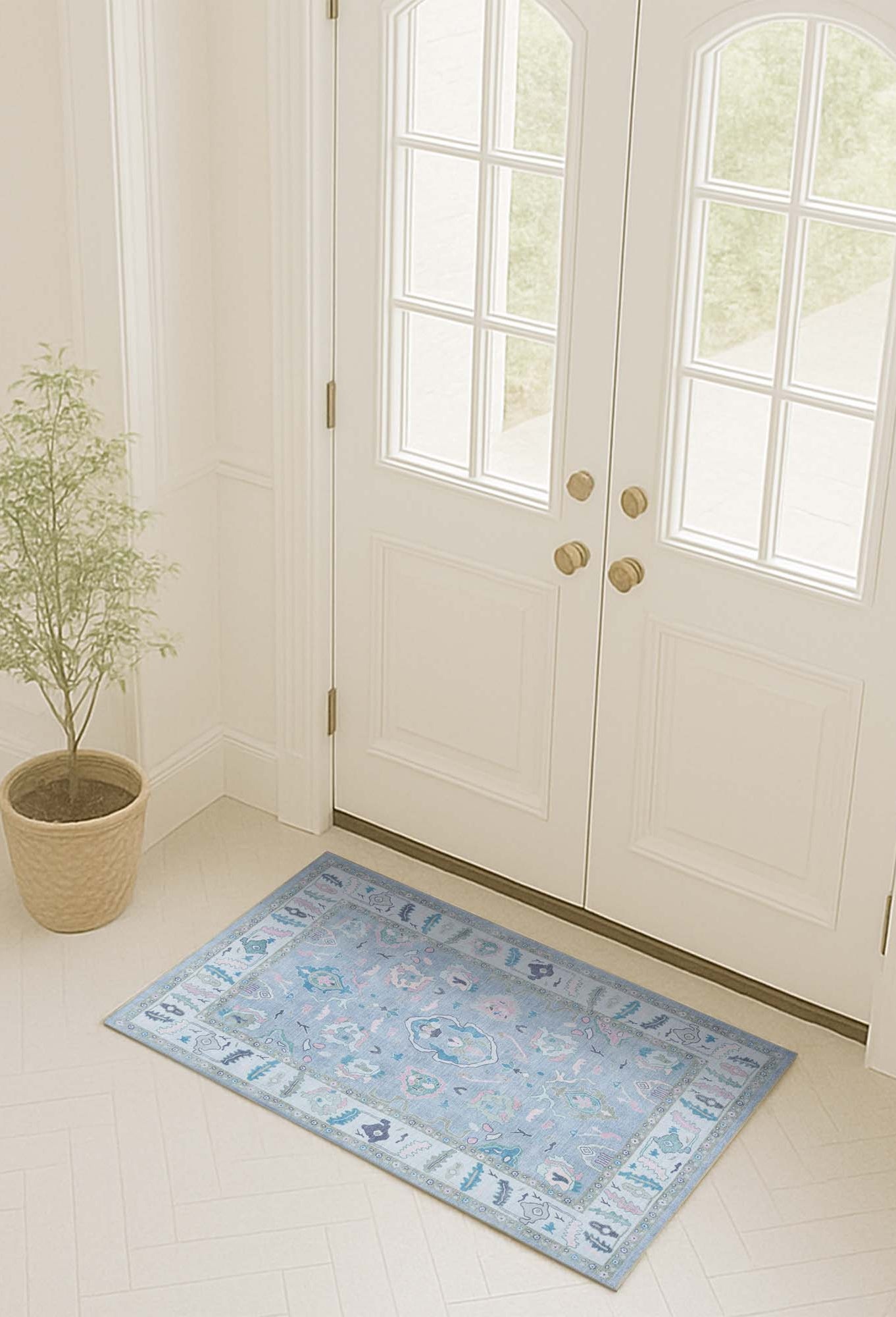 Aviana Pastel Lavender Modern Oushak Rug