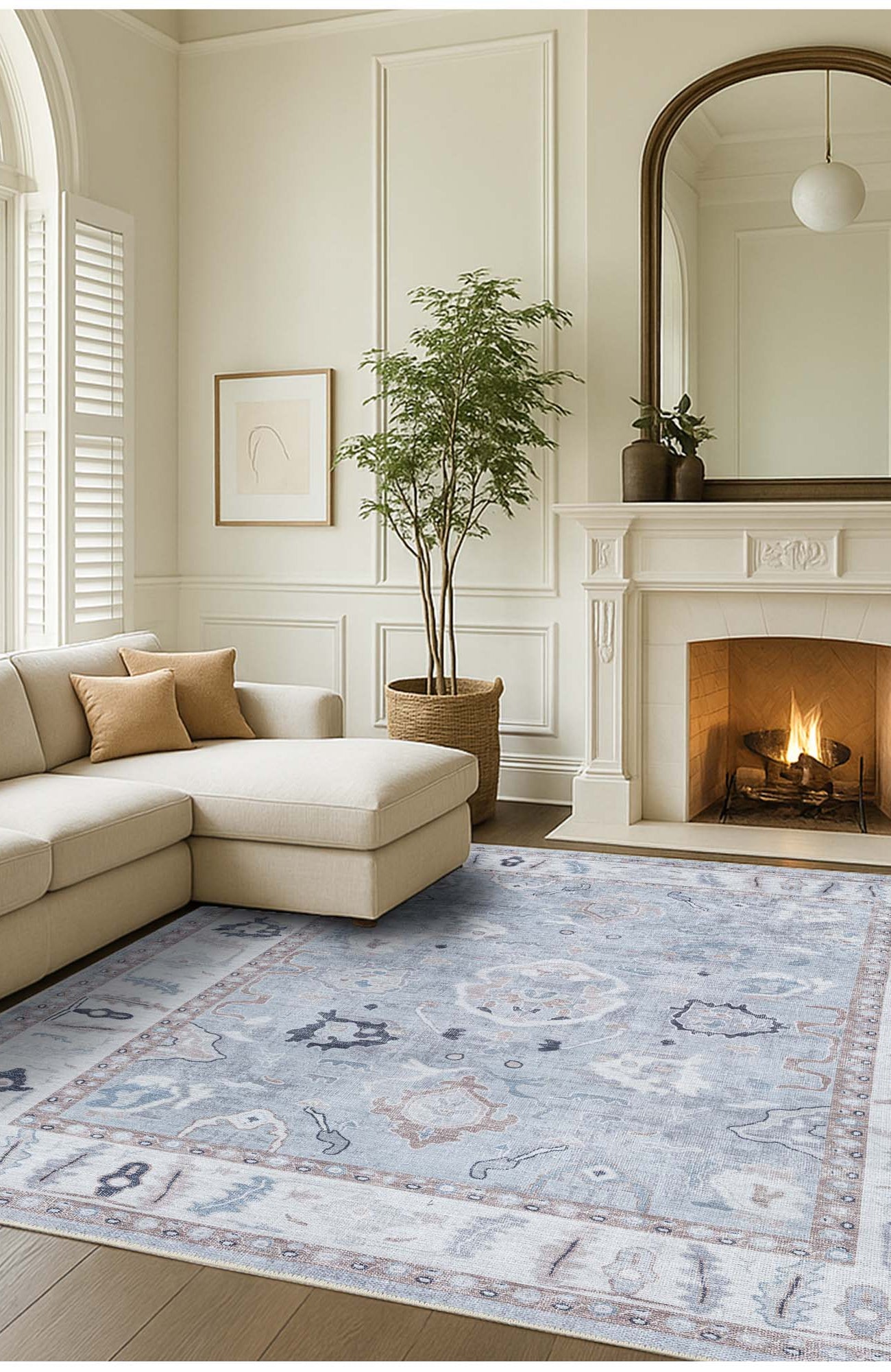 Sylvie Gray Blue Pastel Modern Oushak Rug