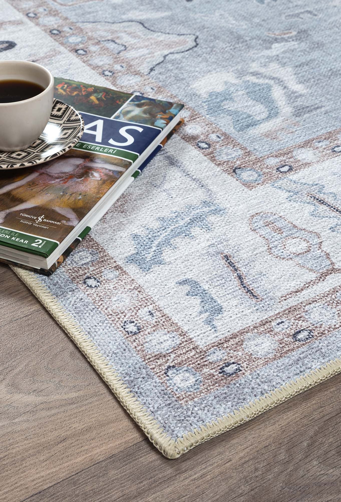 Sylvie Gray Blue Pastel Modern Oushak Rug