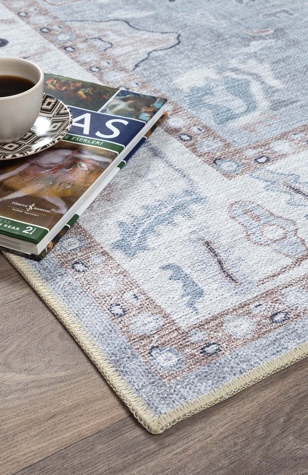 Sylvie Gray Blue Pastel Modern Oushak Rug