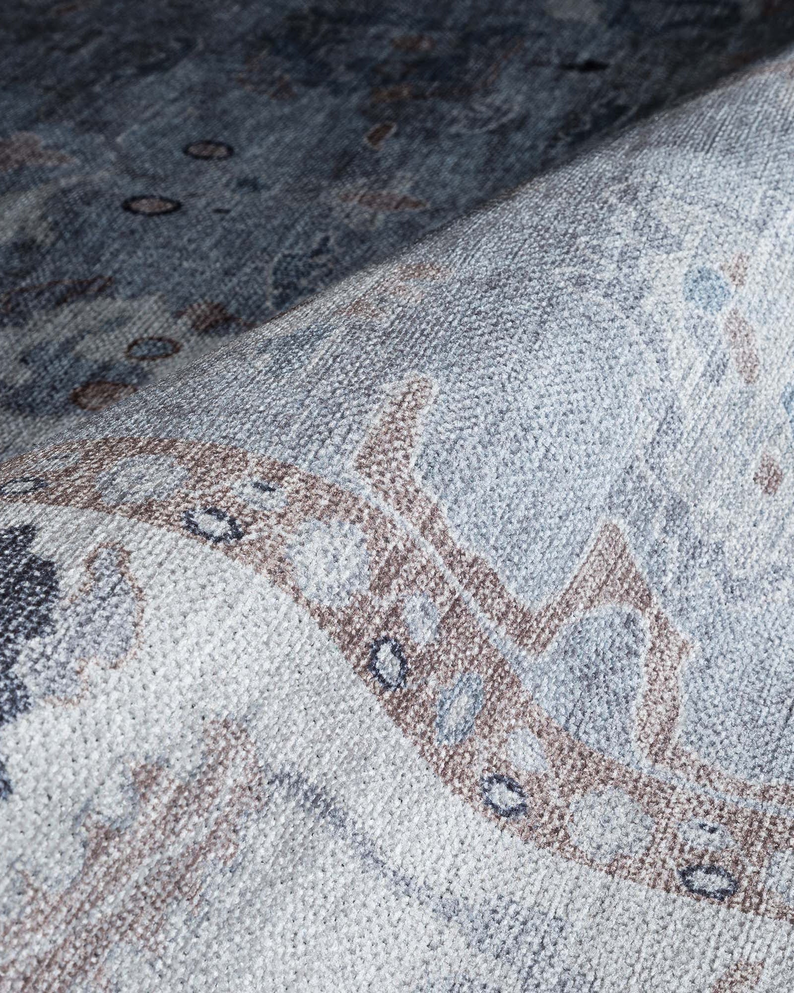 Sylvie Gray Blue Pastel Modern Oushak Rug