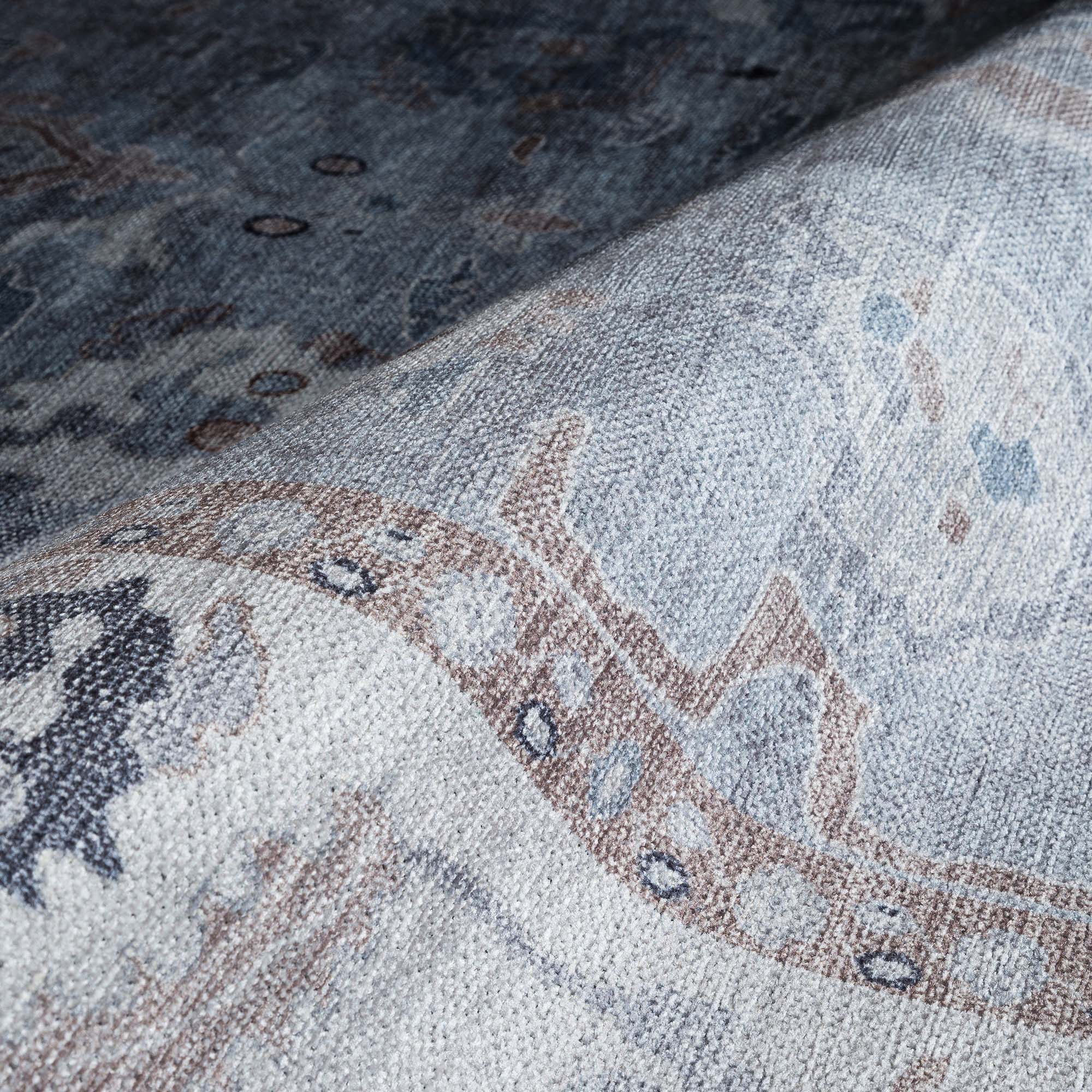 Sylvie Gray Blue Pastel Modern Oushak Rug