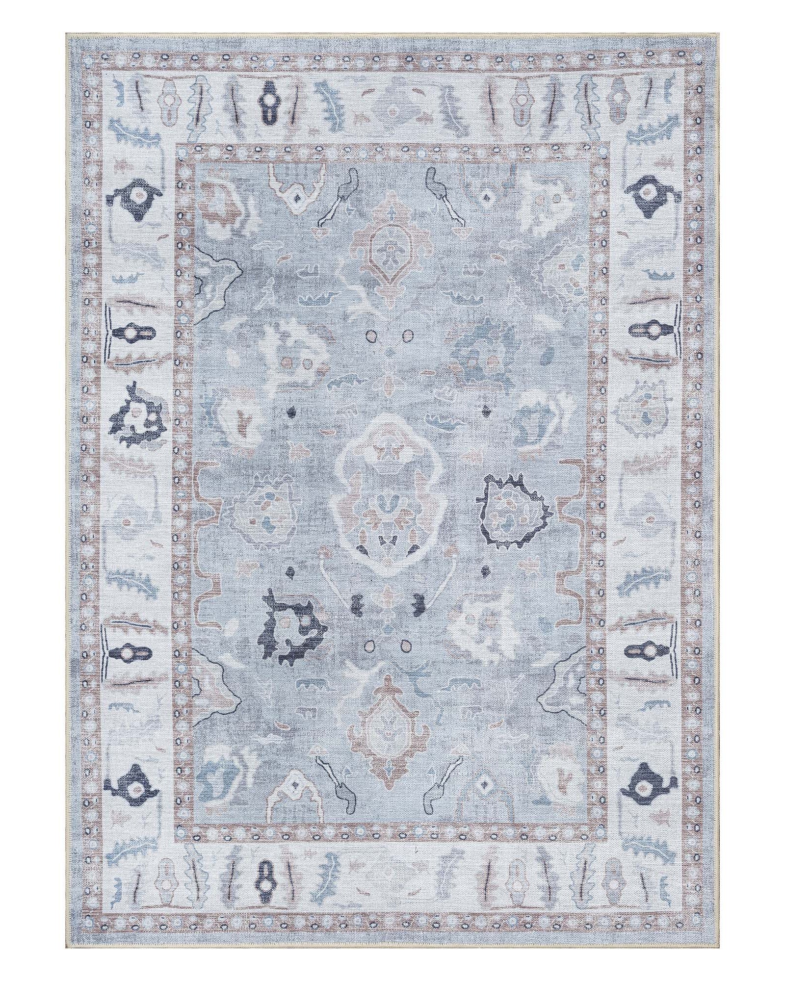 Sylvie Gray Blue Pastel Modern Oushak Rug