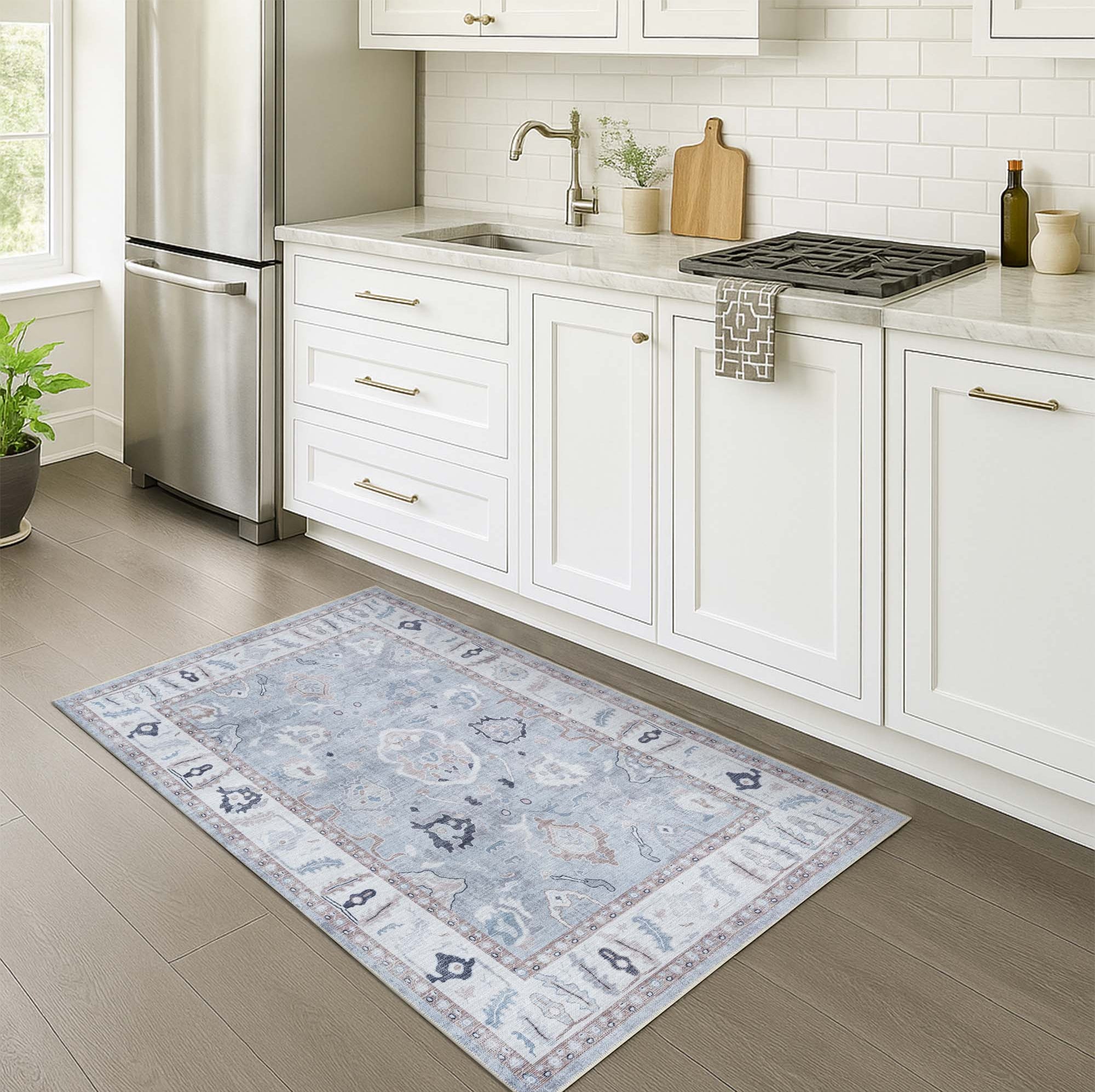 Sylvie Gray Blue Pastel Modern Oushak Rug