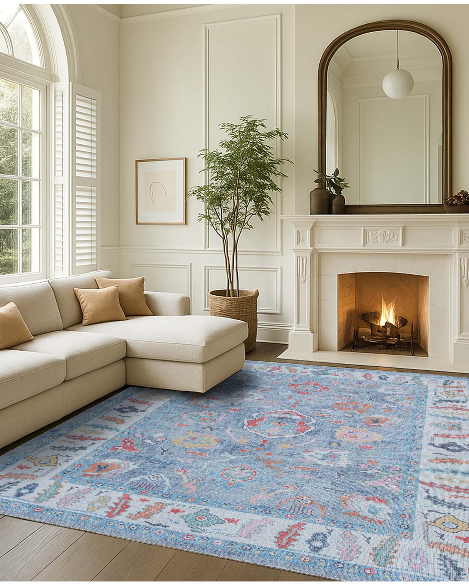 Asiya Muted Blues Modern Oushak Rug