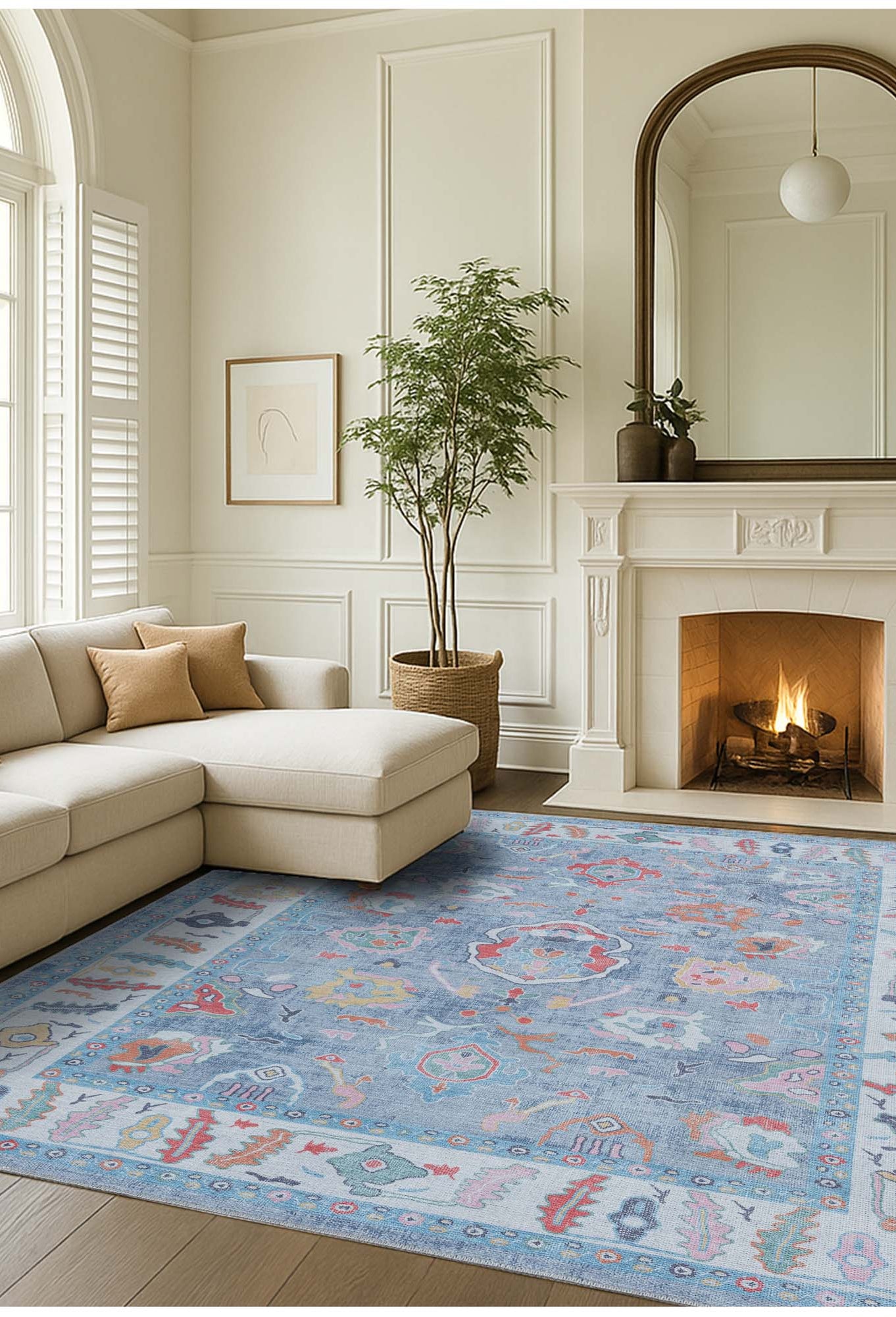 Asiya Muted Blues Modern Oushak Rug