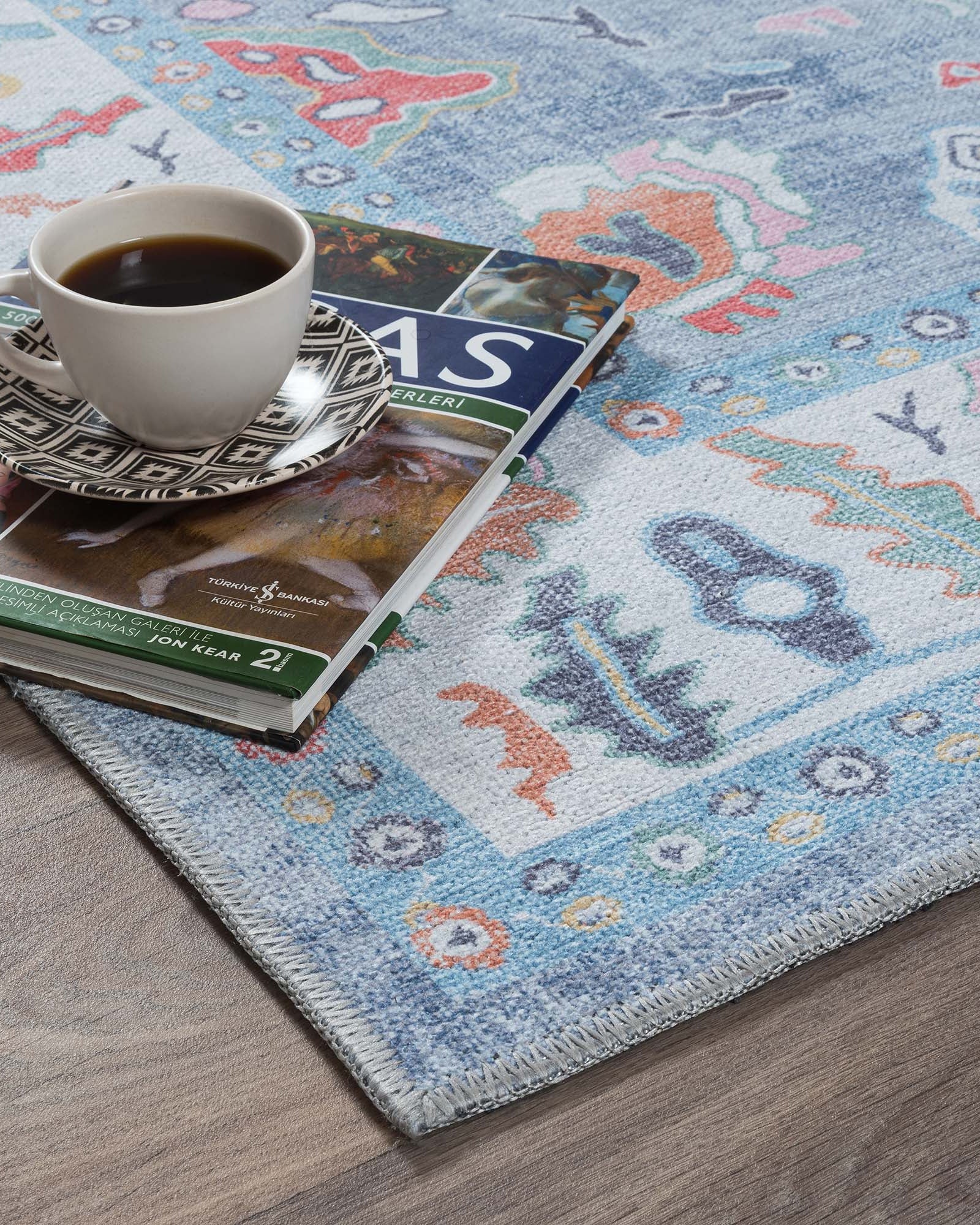 Asiya Muted Blues Modern Oushak Rug