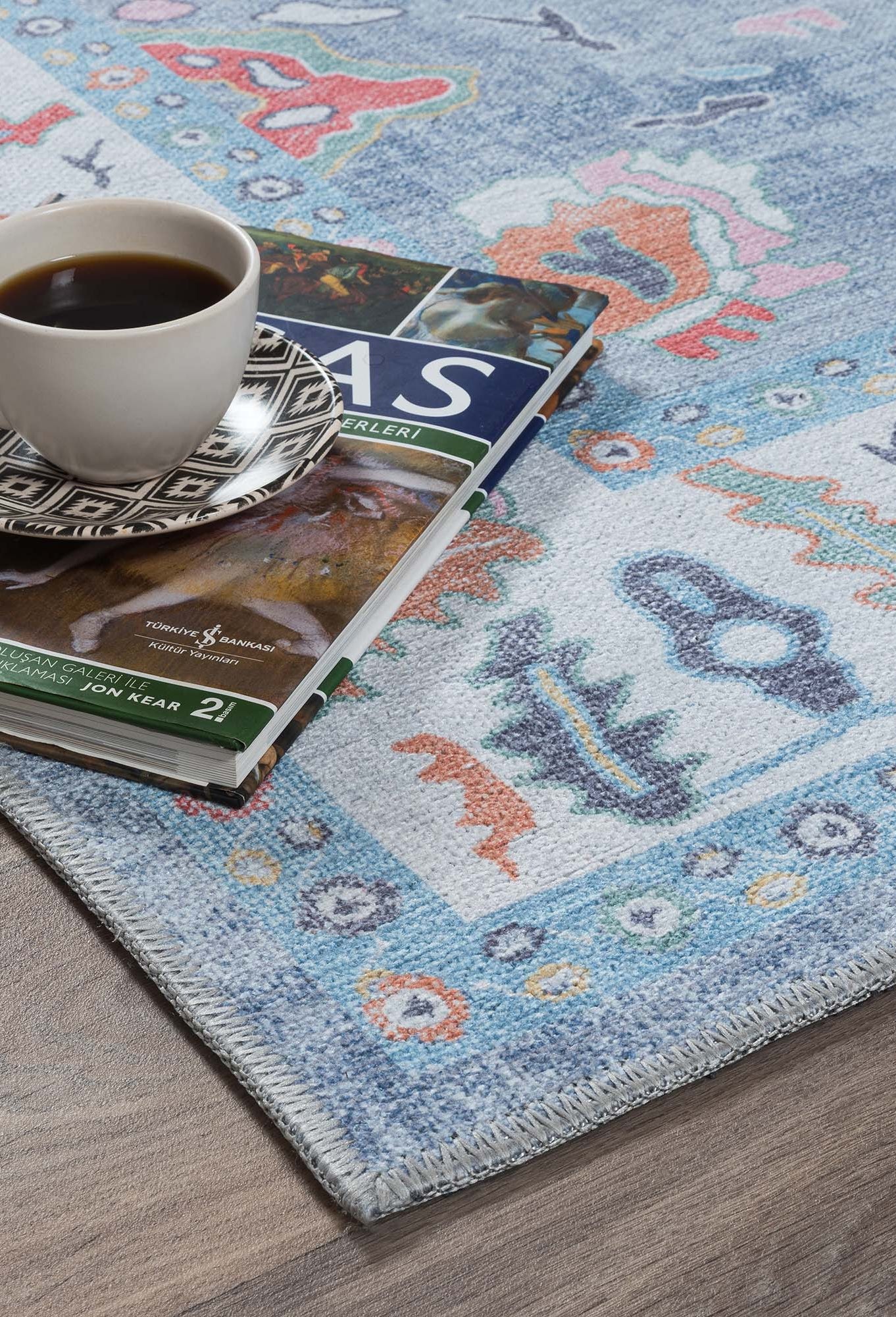 Asiya Muted Blues Modern Oushak Rug