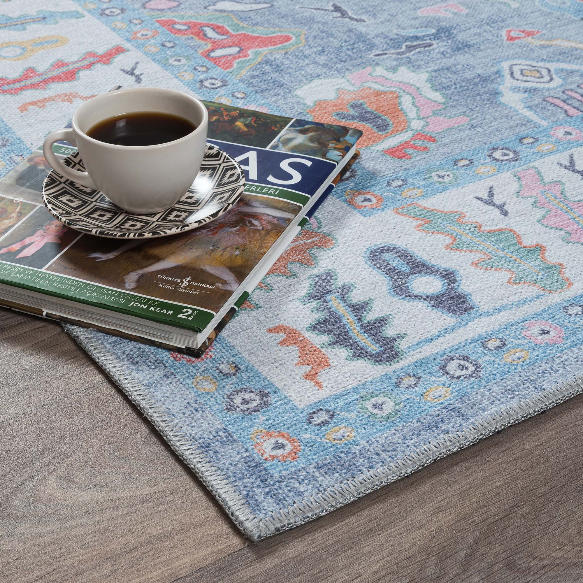 Asiya Muted Blues Modern Oushak Rug