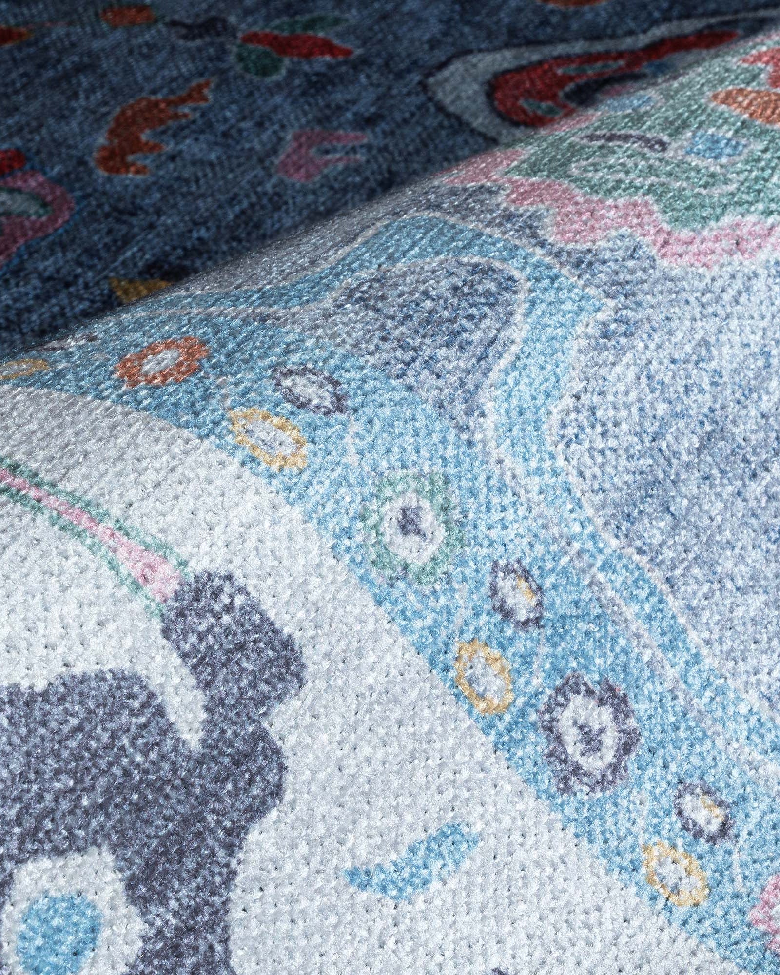 Asiya Muted Blues Modern Oushak Rug