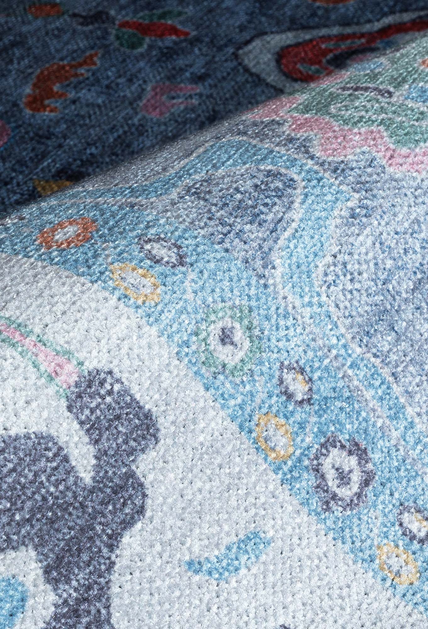 Asiya Muted Blues Modern Oushak Rug