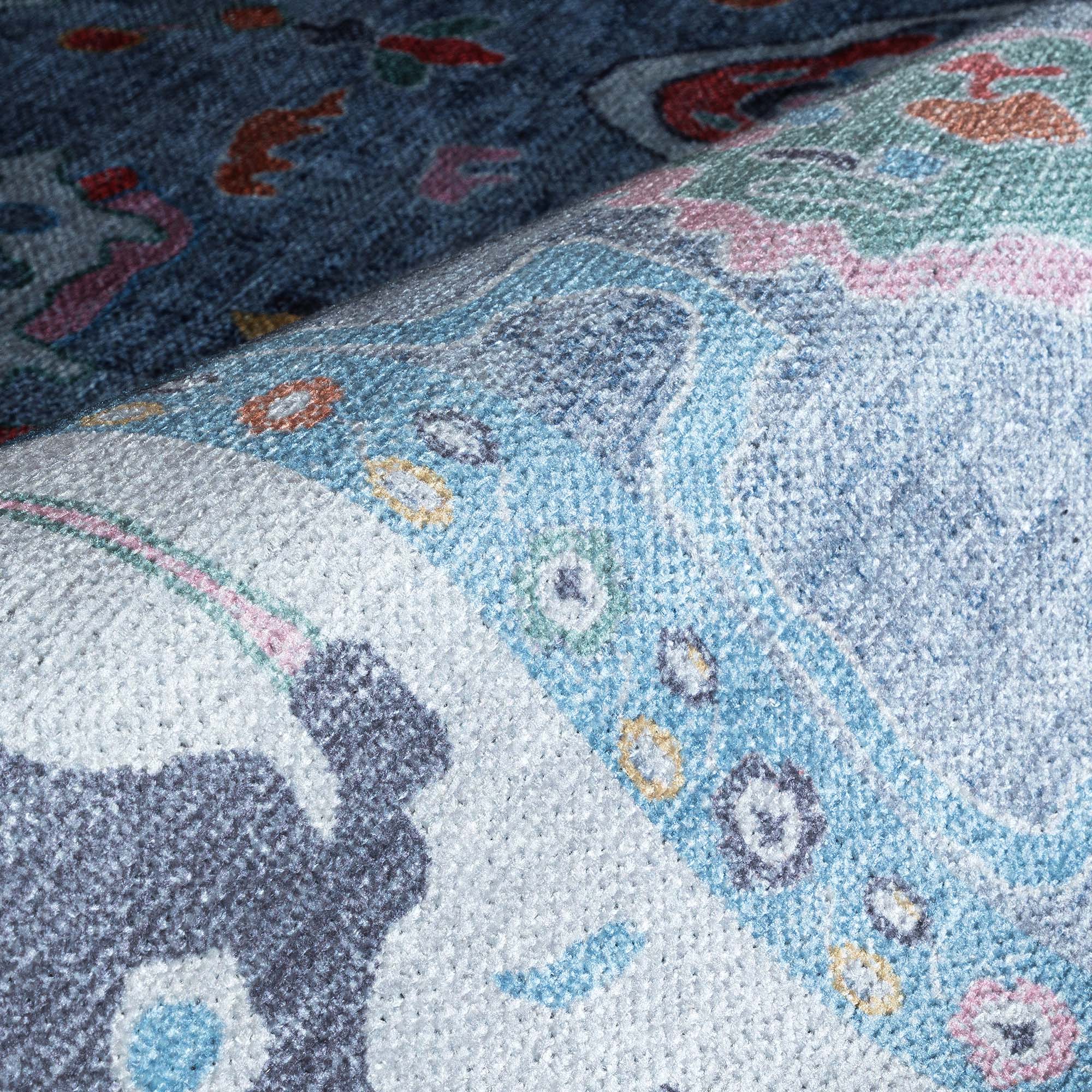 Asiya Muted Blues Modern Oushak Rug