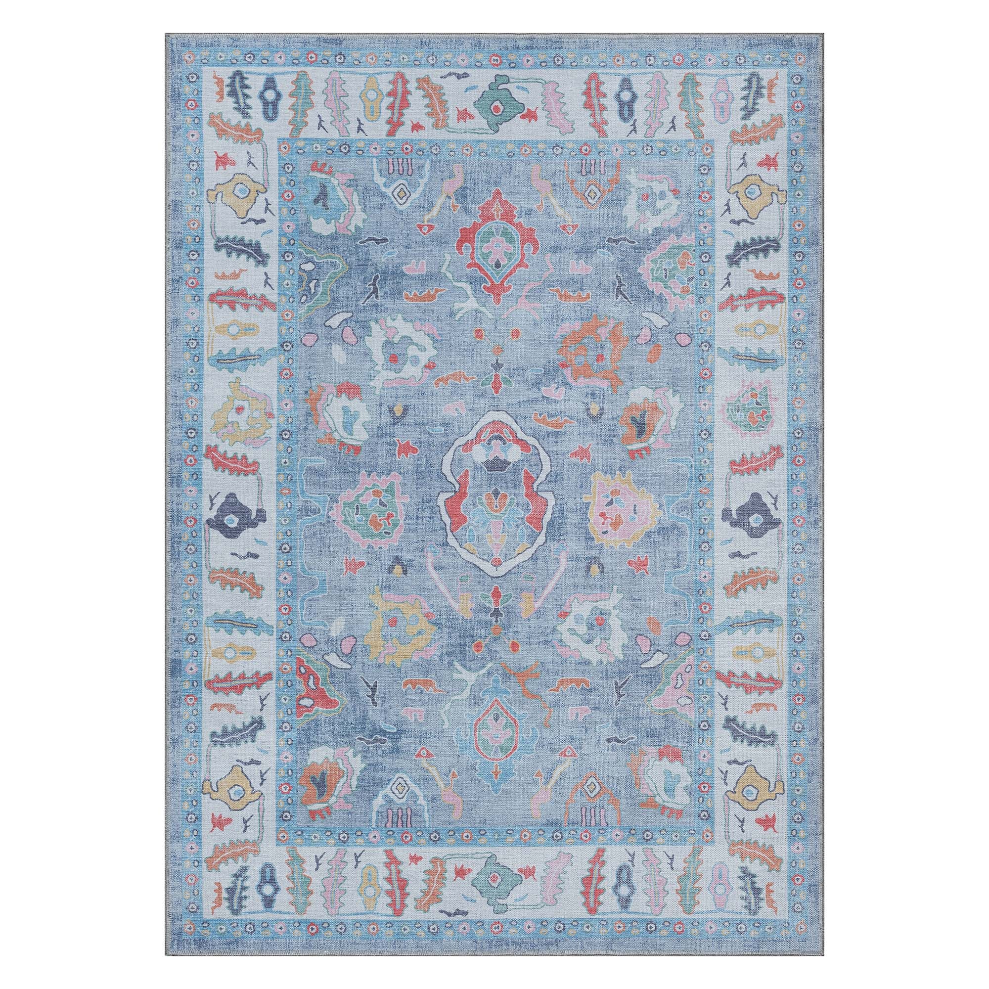 Asiya Muted Blues Modern Oushak Rug