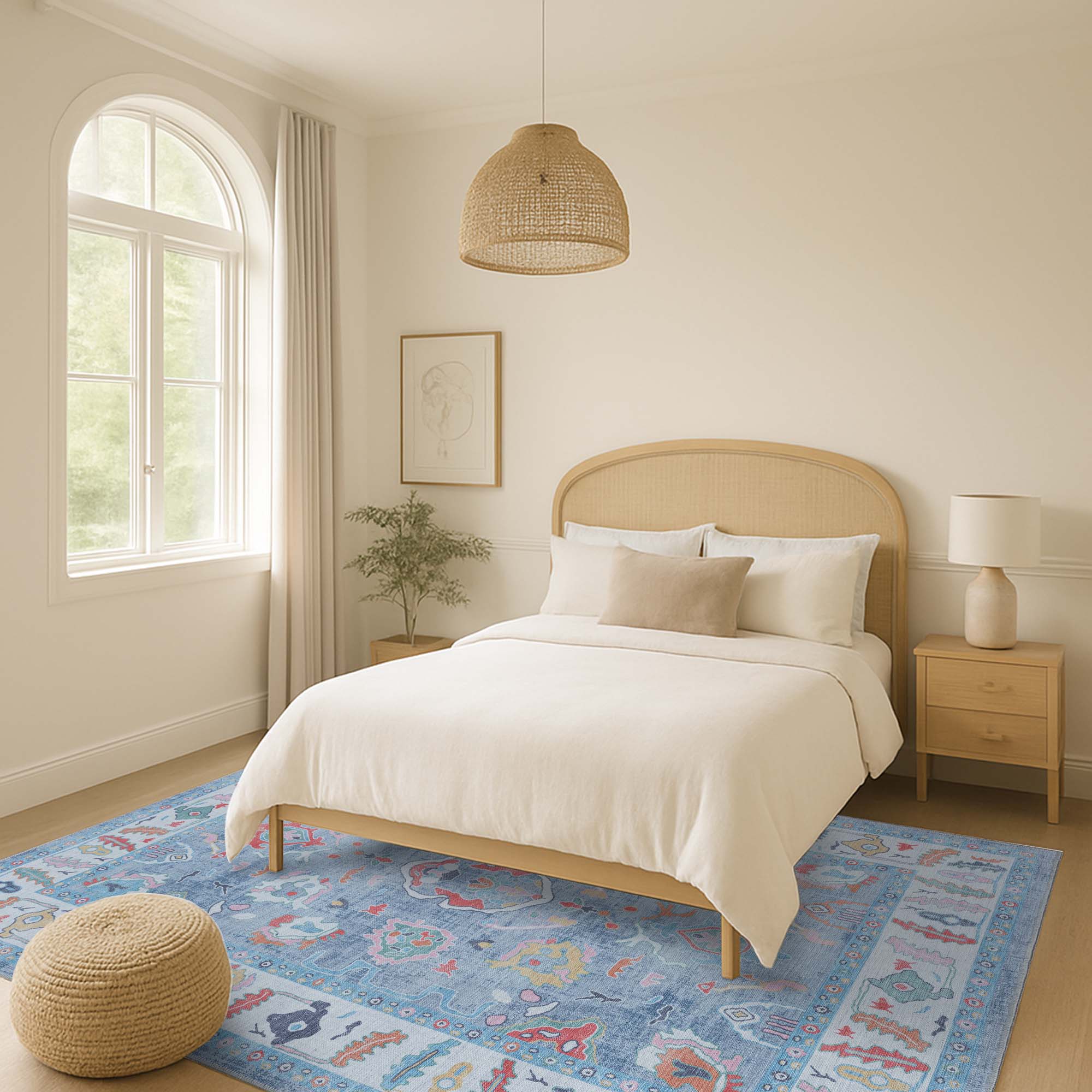 Asiya Muted Blues Modern Oushak Rug