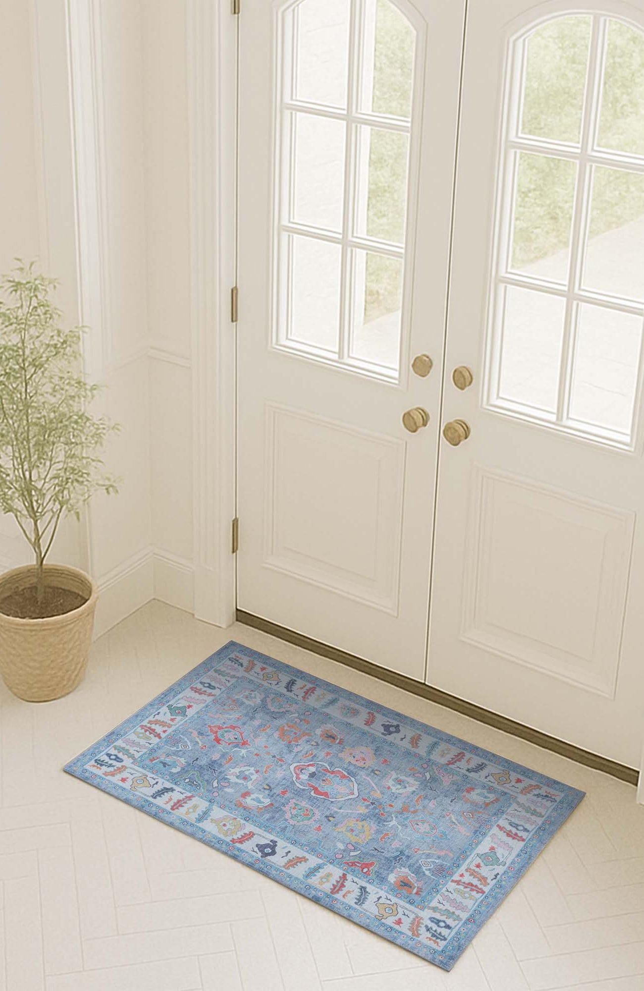 Asiya Muted Blues Modern Oushak Rug