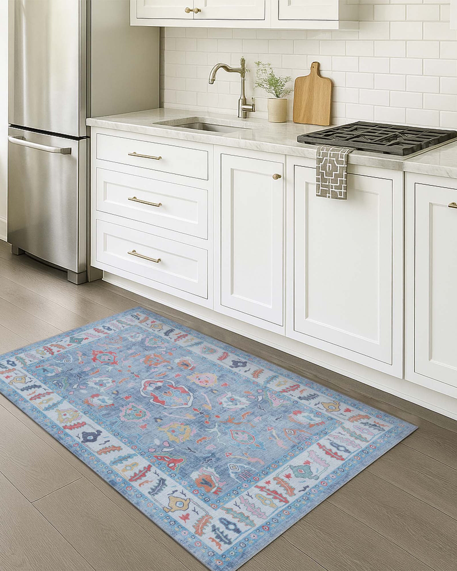 Asiya Muted Blues Modern Oushak Rug