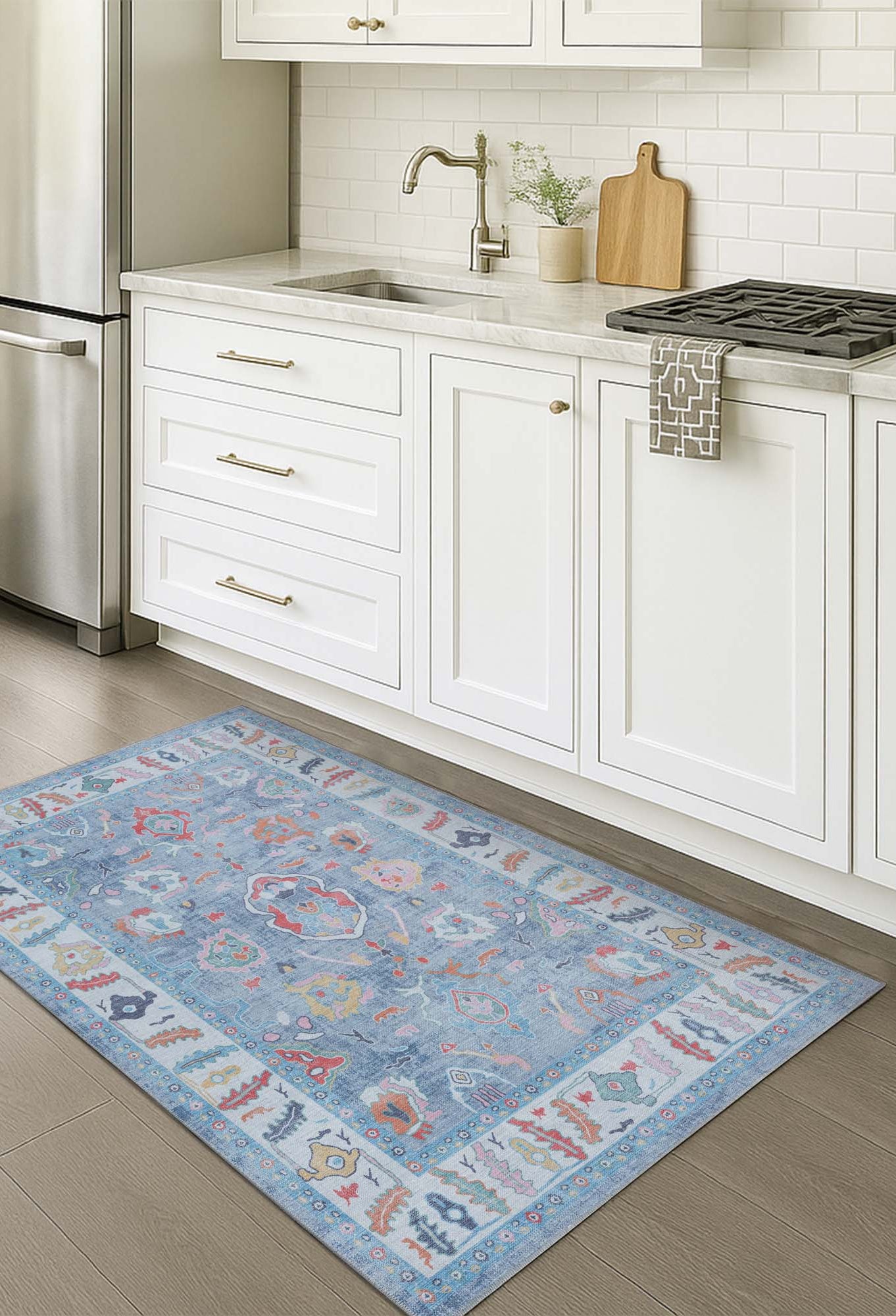 Asiya Muted Blues Modern Oushak Rug