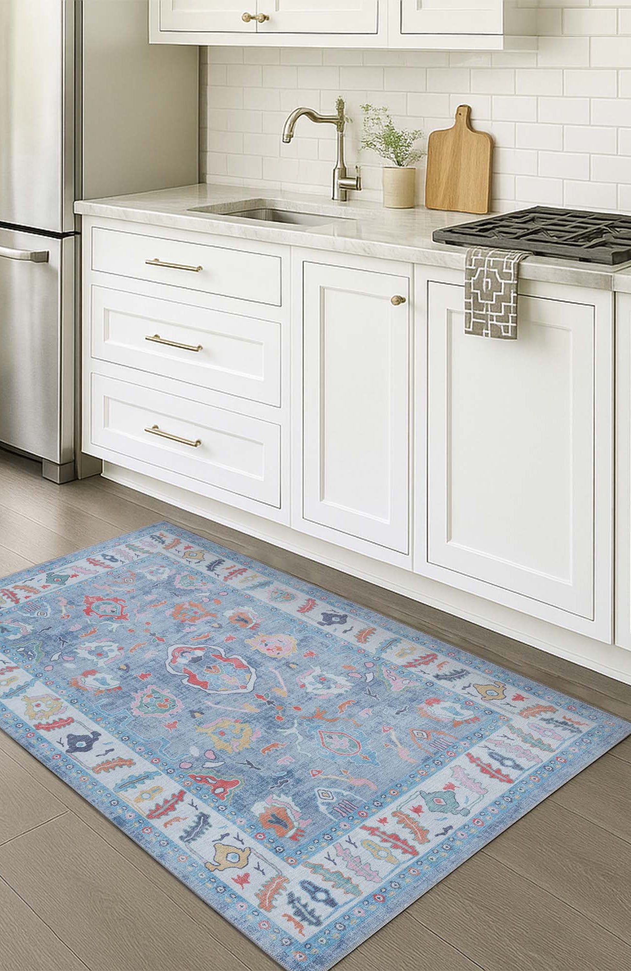 Asiya Muted Blues Modern Oushak Rug